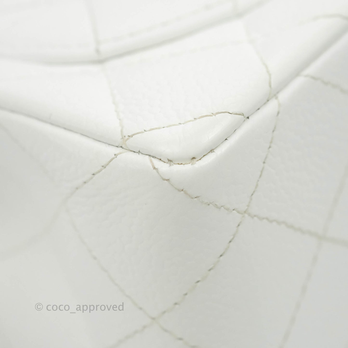 Chanel Quilted Vintage Mini Square Flap White Caviar Silver Hardware