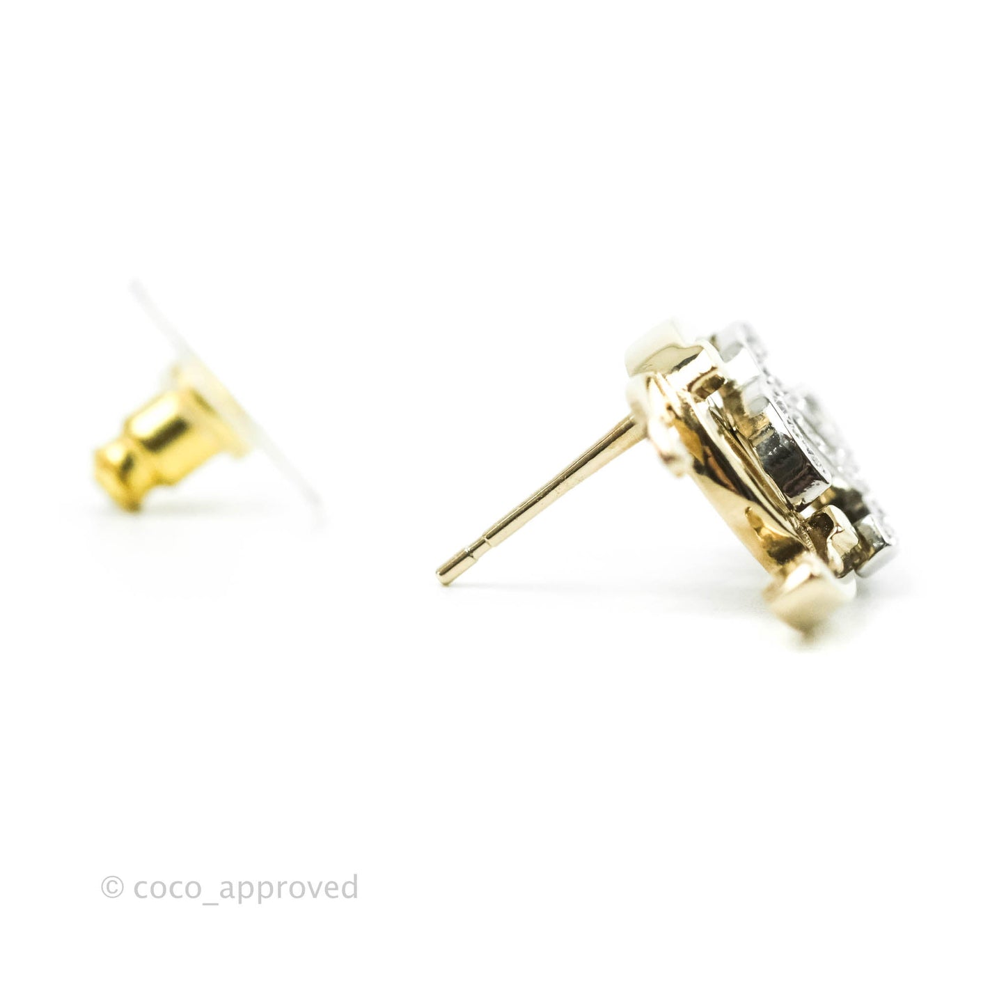 Chanel Double Crystal CC Earrings Silver & Gold Tone 21A