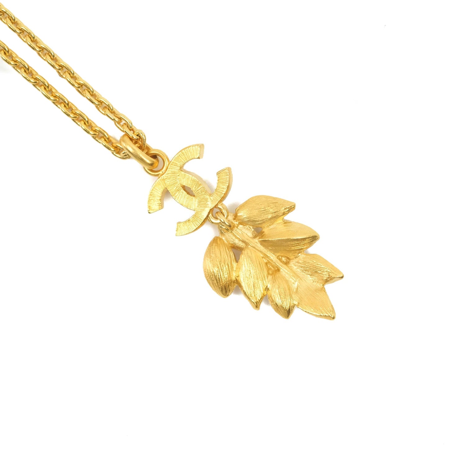 Chanel CC Crystal Pendent Drop Necklace Gold Tone 20A