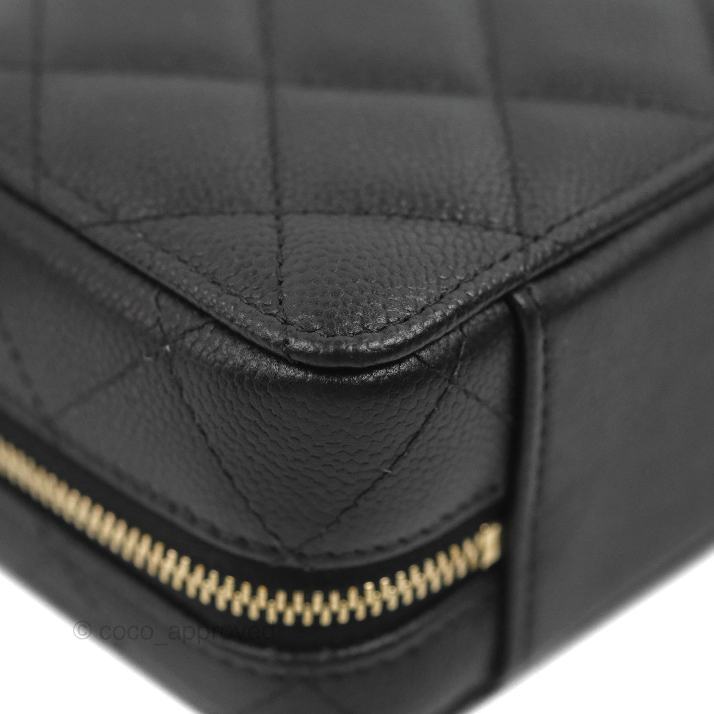 Chanel Vanity Handle With Chain Black Caviar Gold Hardware 22P