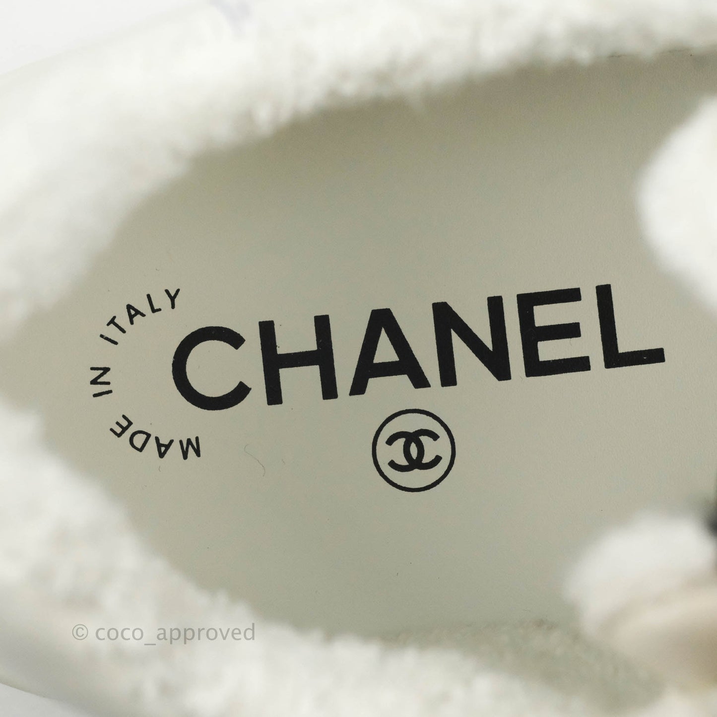 Chanel Calfskin Logo Sneakers White Blue Size 39