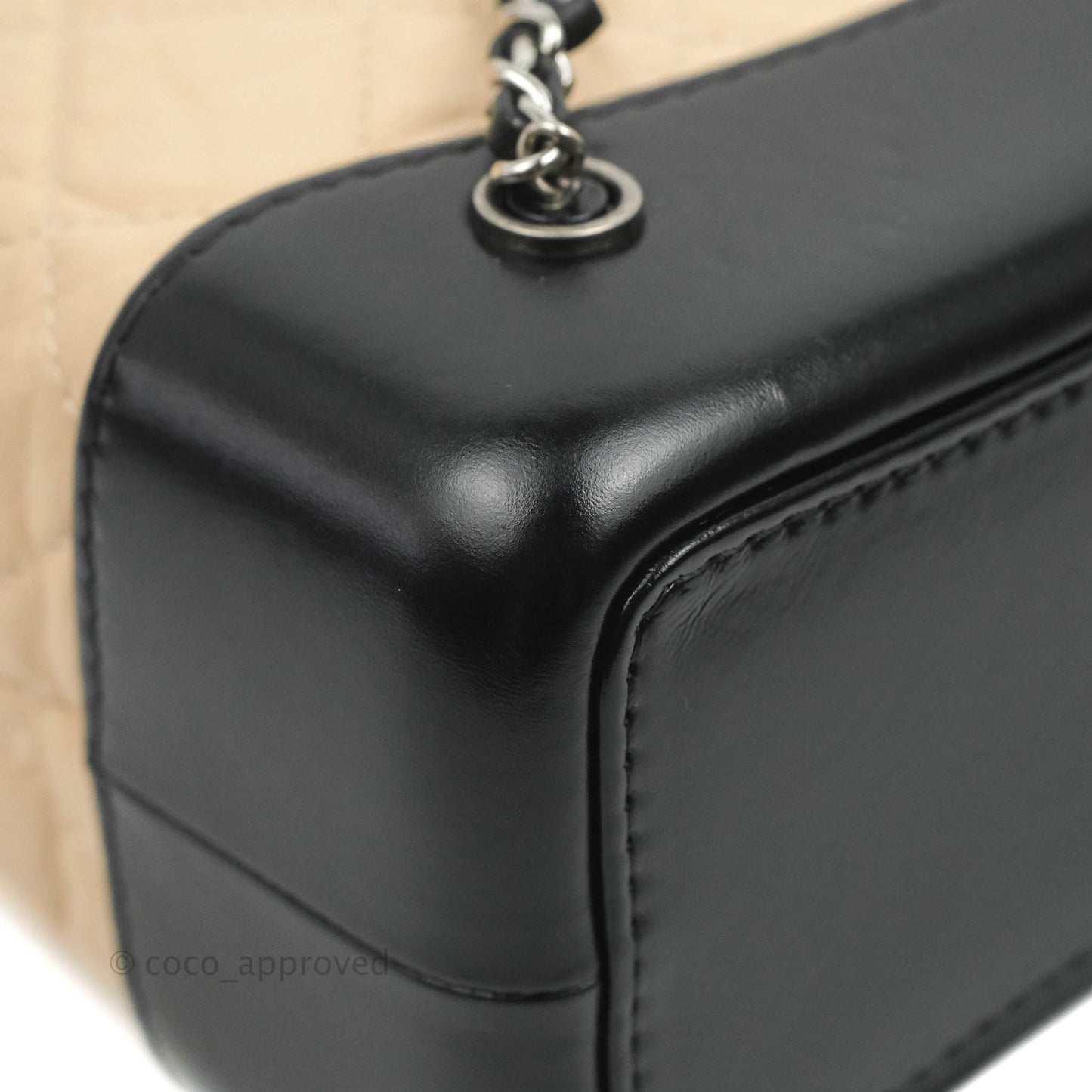 Chanel Small Gabrielle Backpack Beige Black Aged Calfskin