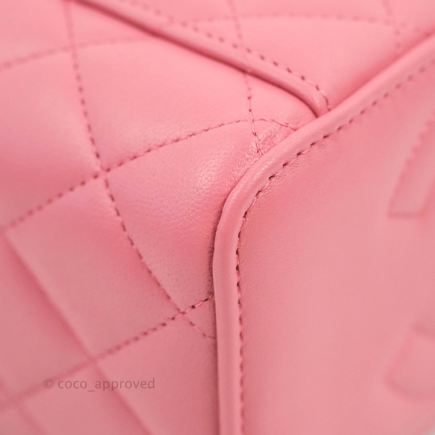 Chanel Vanity Rectangular Top Handle Pink Lambskin Gold Hardware