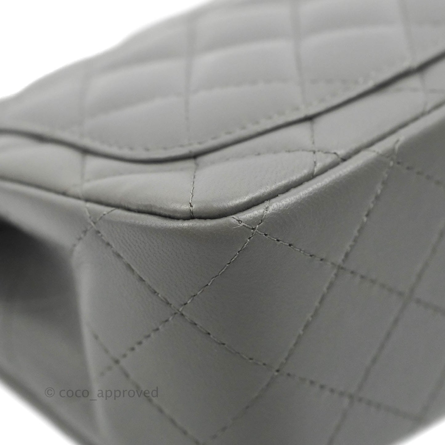 Chanel Quilted Mini Square Grey Lambskin Gold Hardware