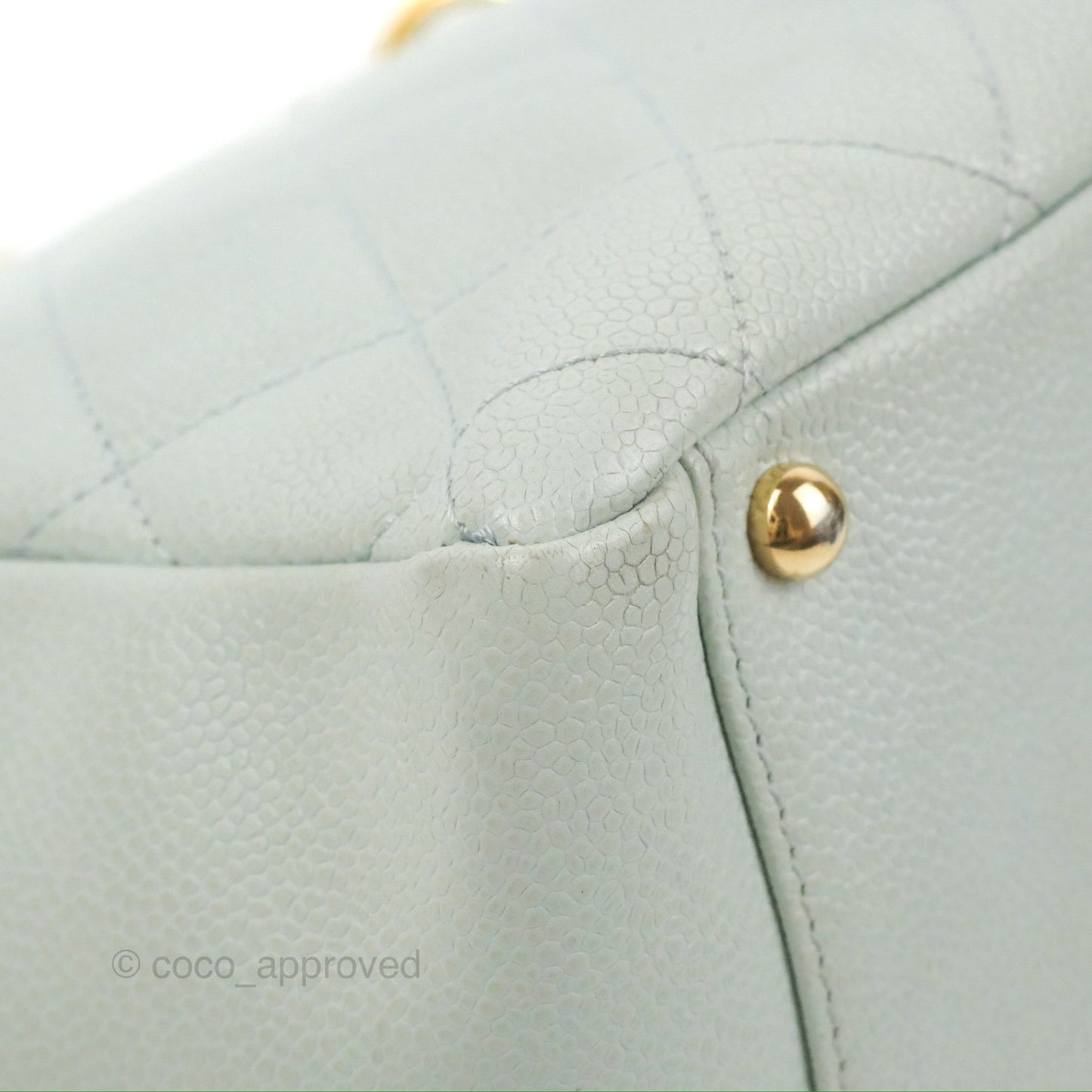 Chanel PTT Petite Timeless Shopping Tote Bag Light Tiffany Blue Caviar Gold Hardware