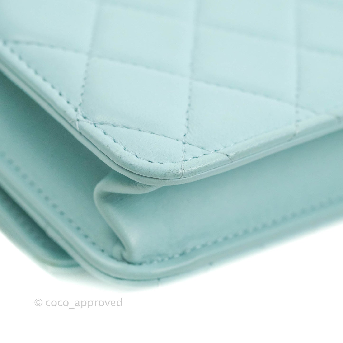 Chanel Trendy CC Quilted Wallet on Chain WOC Tiffany Blue Lambskin Gold Hardware