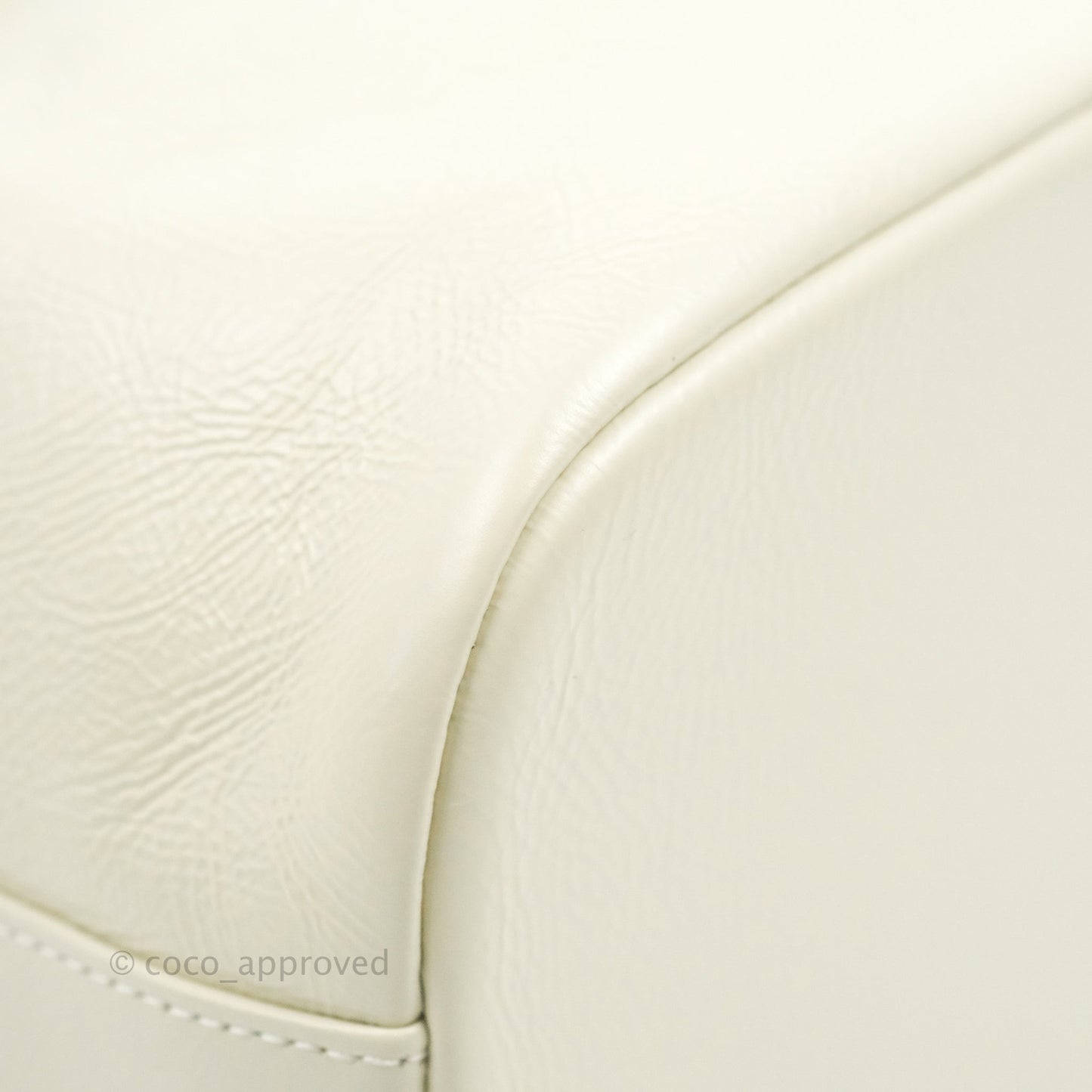 Chanel CC Small Drawstring Bucket Bag White Calfskin Aged Gold Hardware