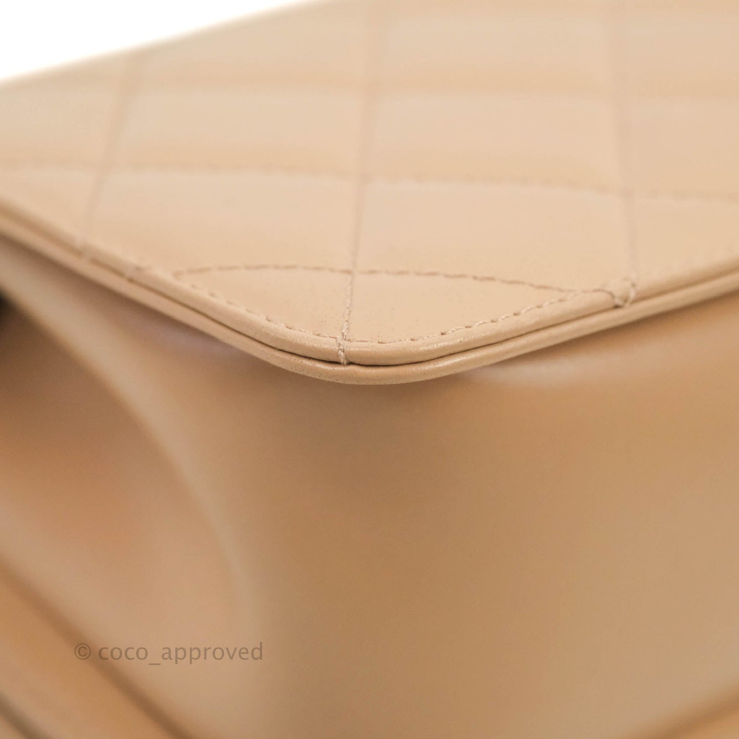 Chanel Quilted Perfect Fit Adjustable Beige Calfskin Gold Hardware 21A