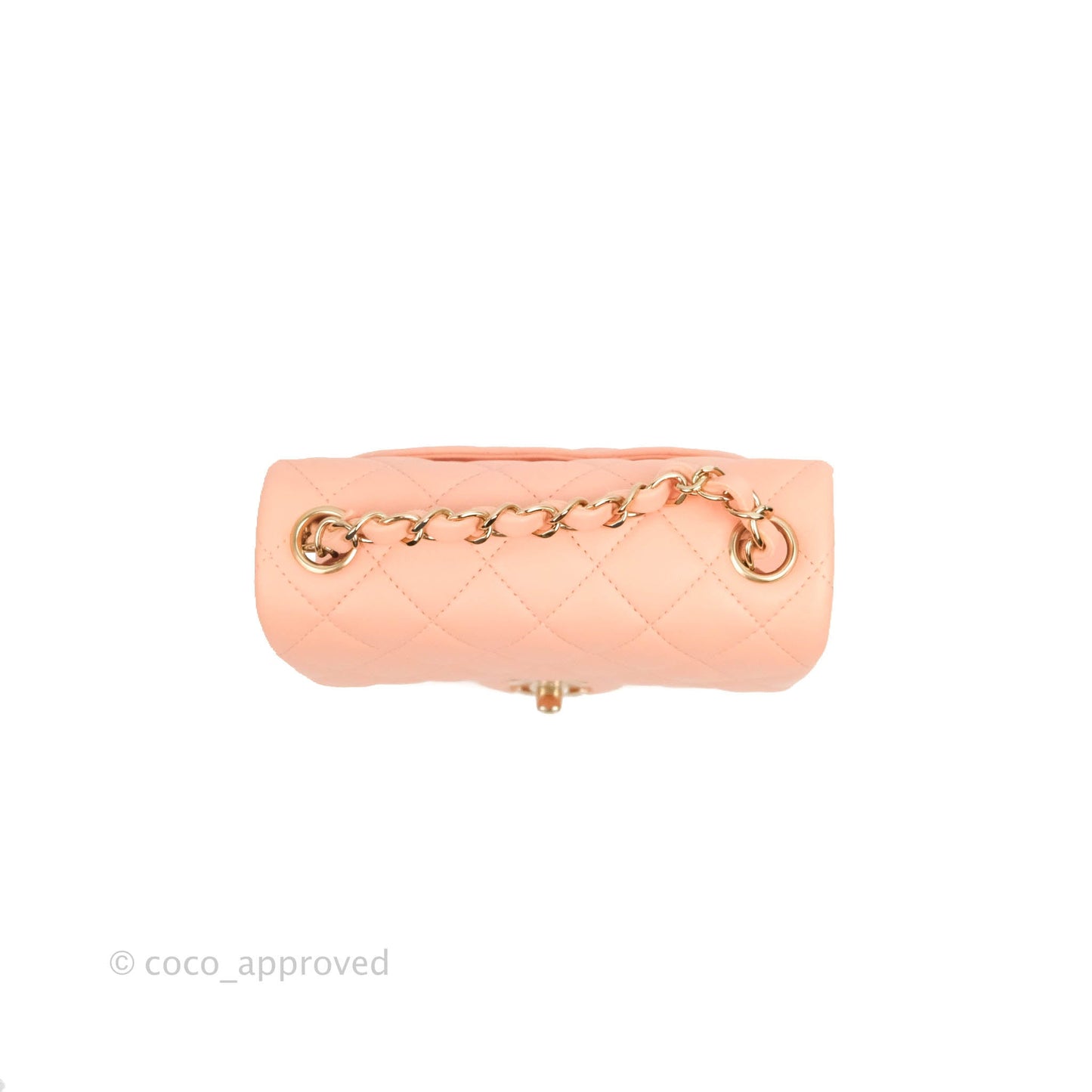 Chanel Quilted Mini Square Beige Pink Lambskin Gold Hardware
