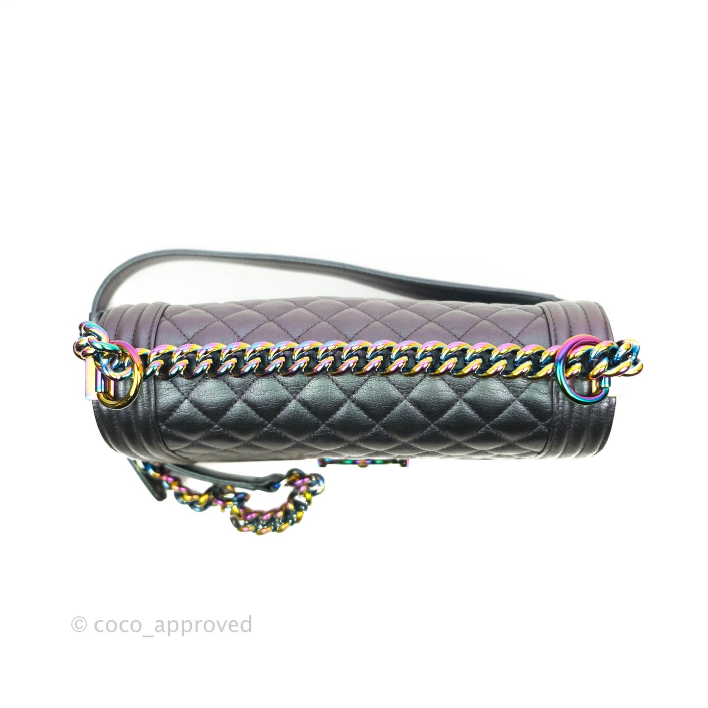 Chanel Medium Boy Bag Iridescent Purple Calfskin Mermaid Rainbow Hardware