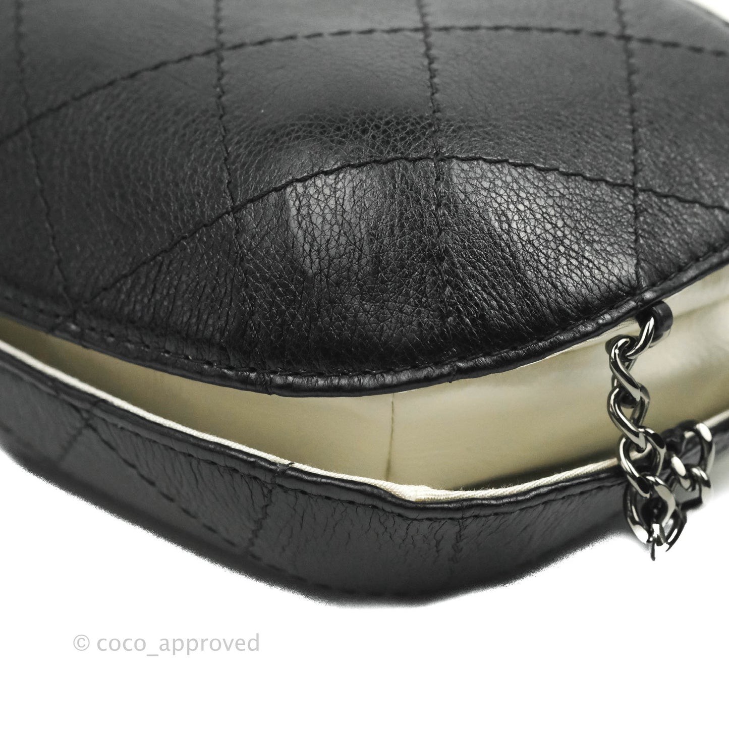 Chanel Small Gabrielle Drawstring Bag White Black Calfskin