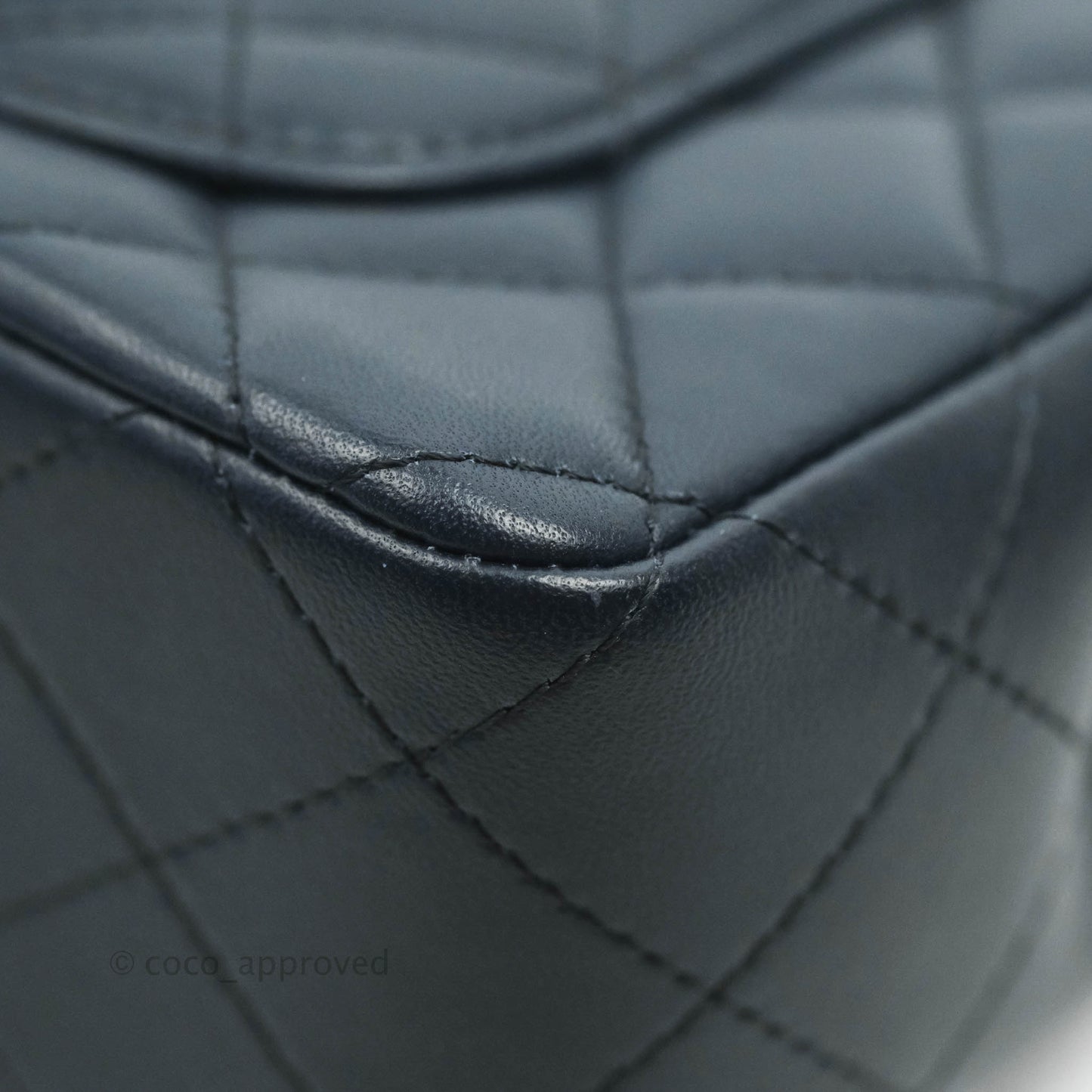 Chanel Quilted Mini Rectangular Flap Navy Lambskin Gold Hardware