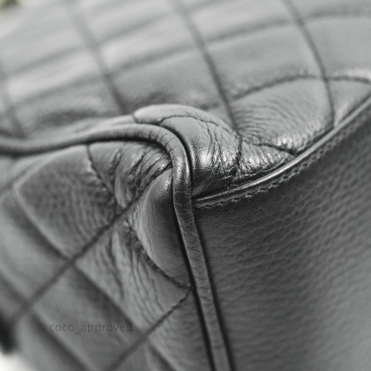 Chanel Quilted Airline Bowling Bag with Handle Black Calfskin Ruthenium Hardware