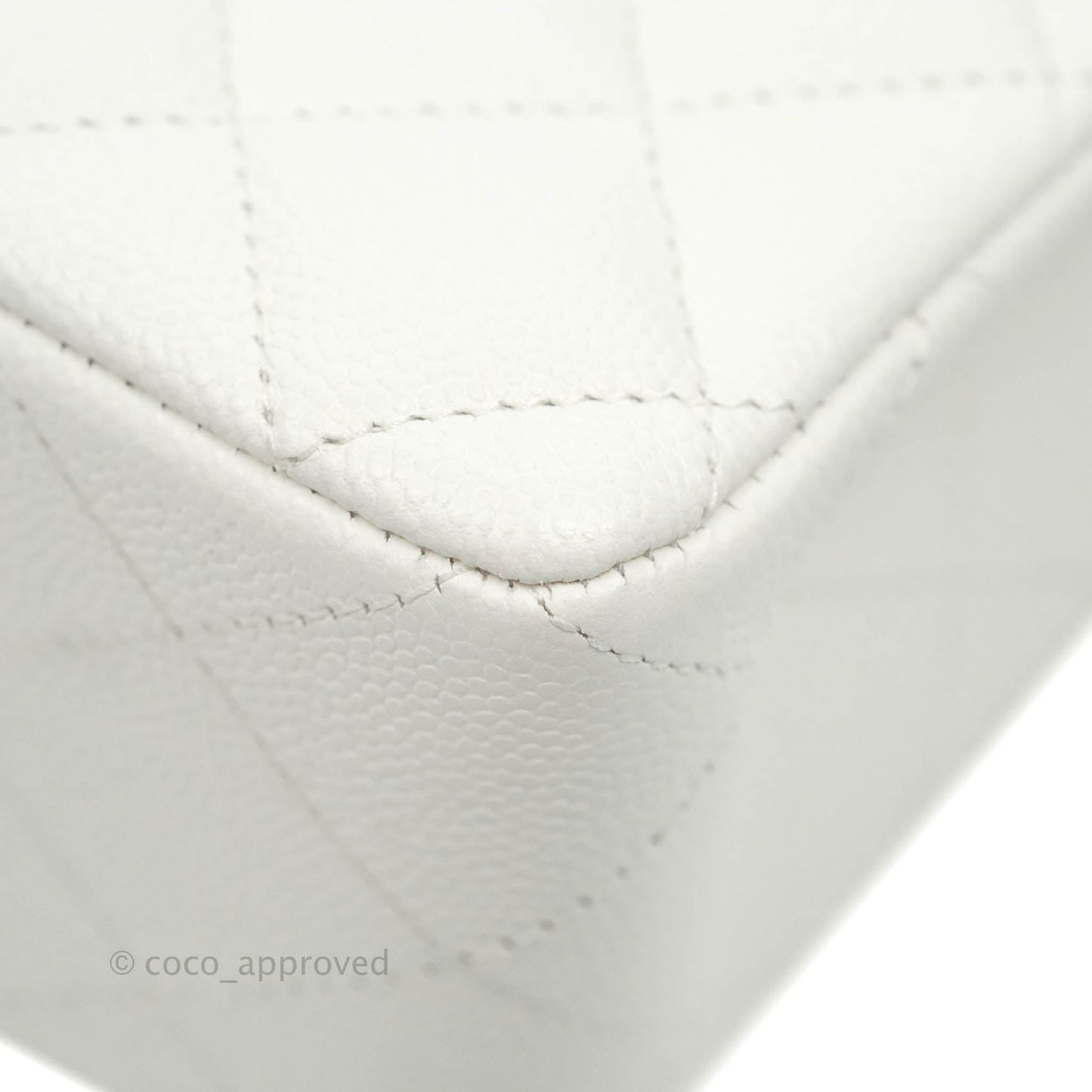 Chanel Small S/M Classic Quilted Flap White Caviar Gold Hardware