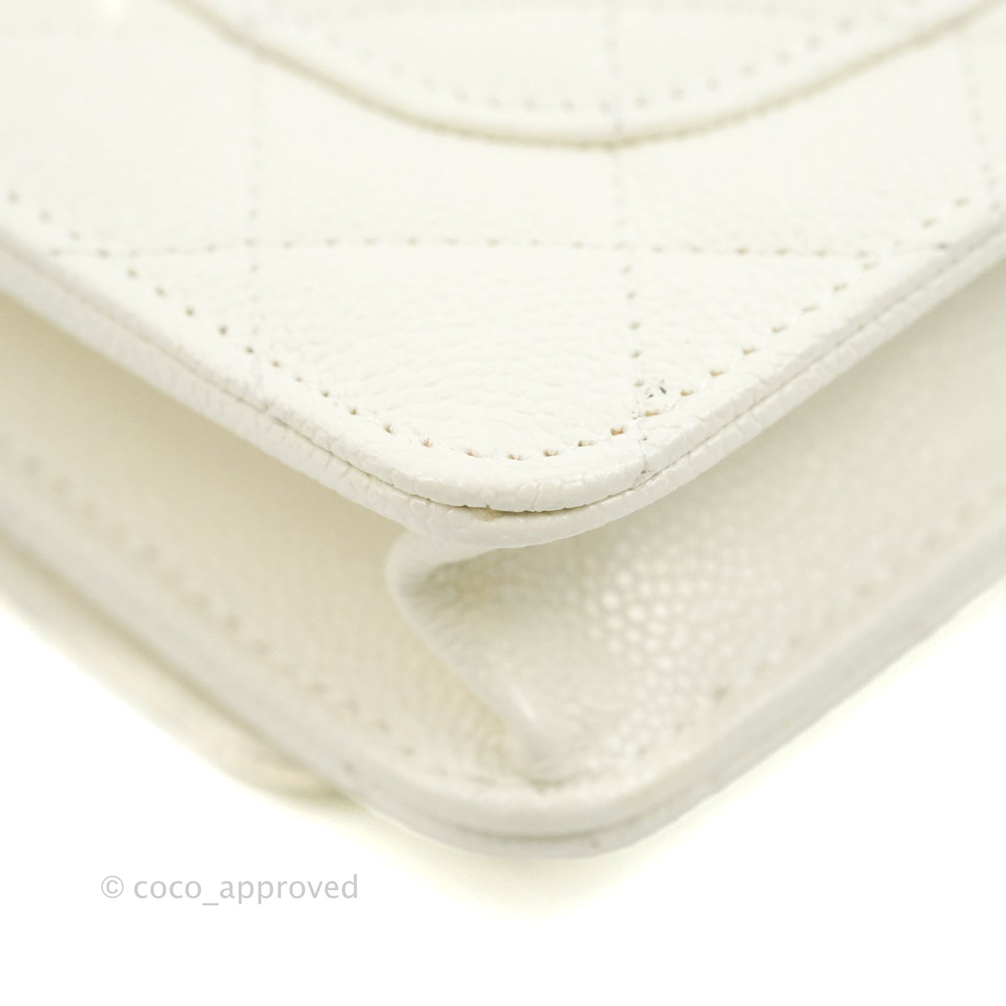 Chanel Quilted Wallet On Chain WOC Melody Ivory White Caviar Gold Hardware