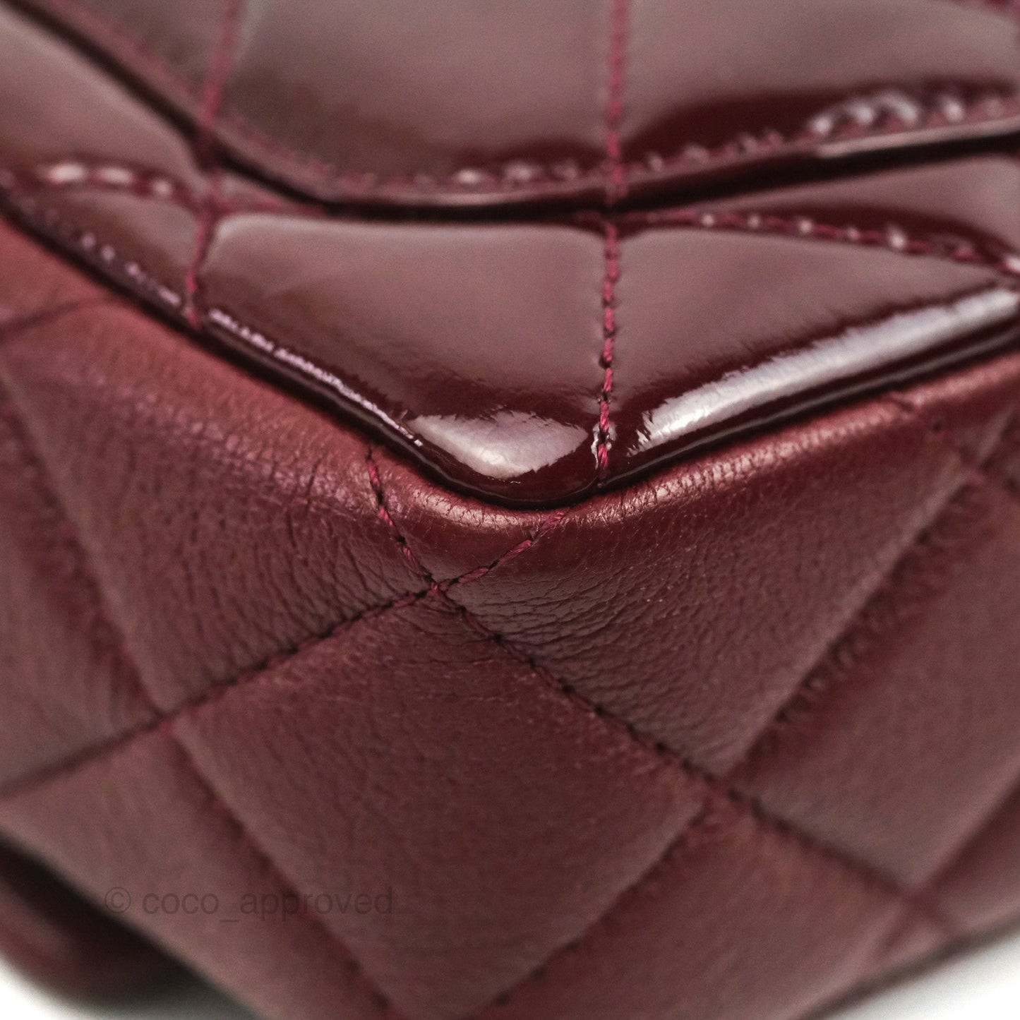 Chanel Quilted CC Eyelet Flap Burgundy Patent Goatskin Antique Gold Hardware