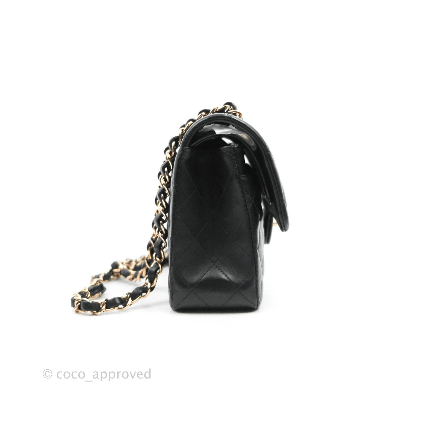 Chanel Classic Small S/M Flap Black Lambskin Rose Pink-Gold Hardware