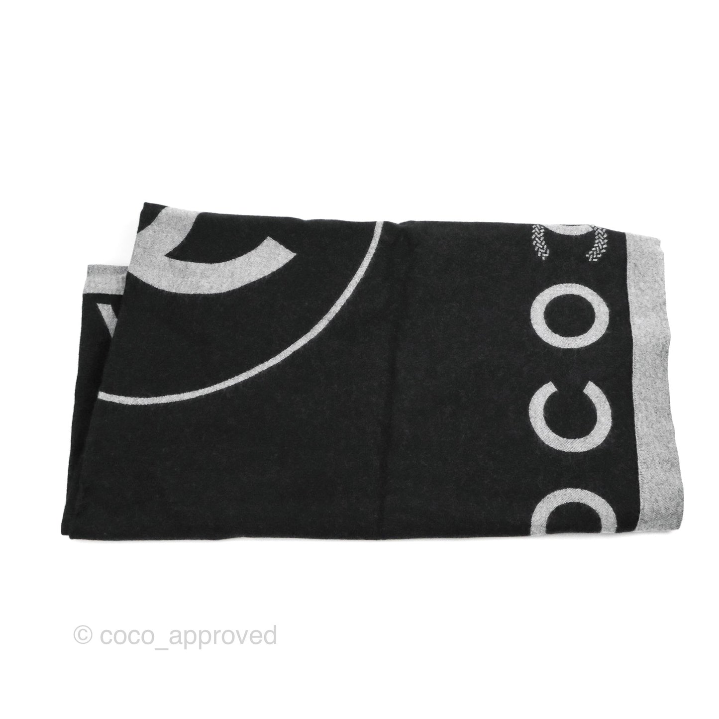 Chanel Travel Set Blanket & Sleep Eye Mask Black/Grey Wool/Silk