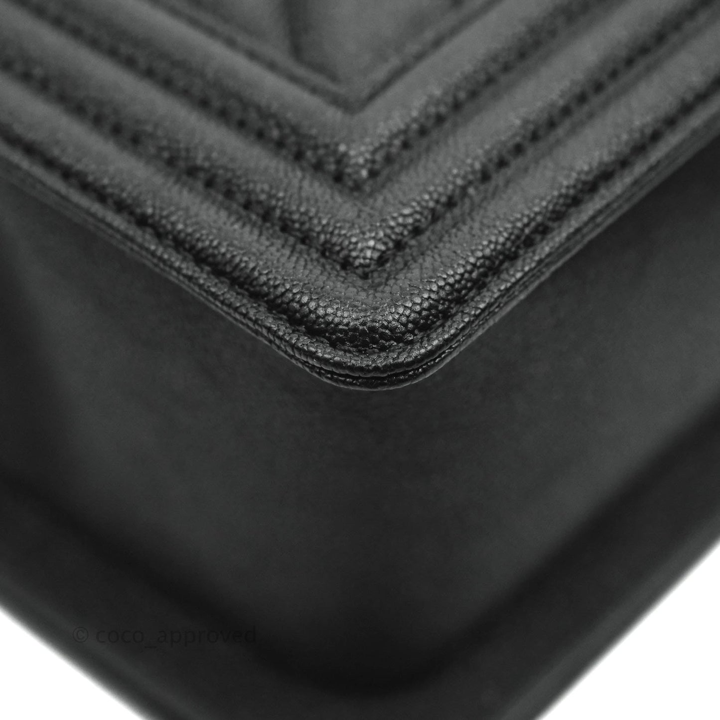 Chanel Chevron Medium Boy Black Grained Calfskin Gold Hardware