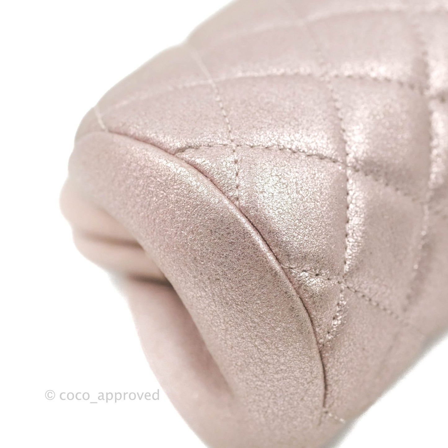 Chanel Quilted Timeless Kisslock Clutch Metallic Rose Gold Goatskin Silver Hardware