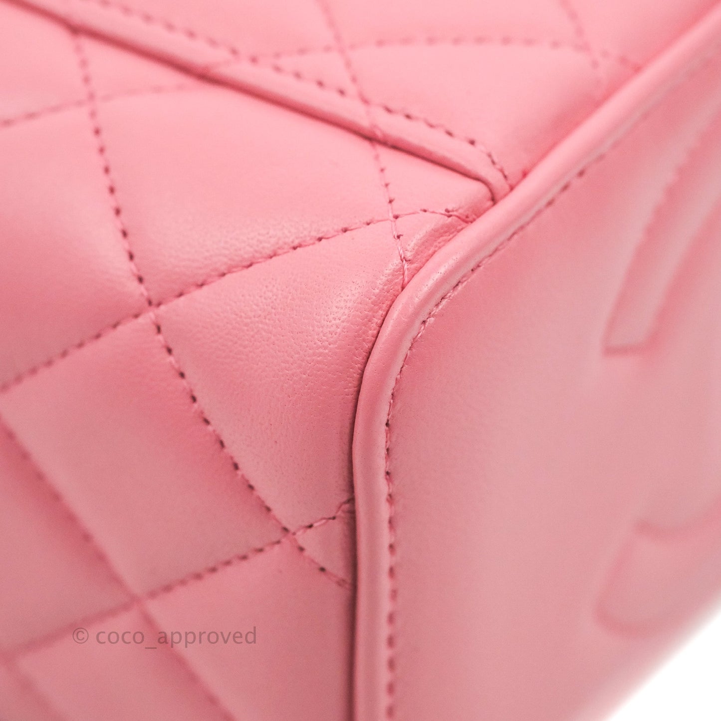 Chanel Vanity Rectangular Top Handle Pink Lambskin Gold Hardware