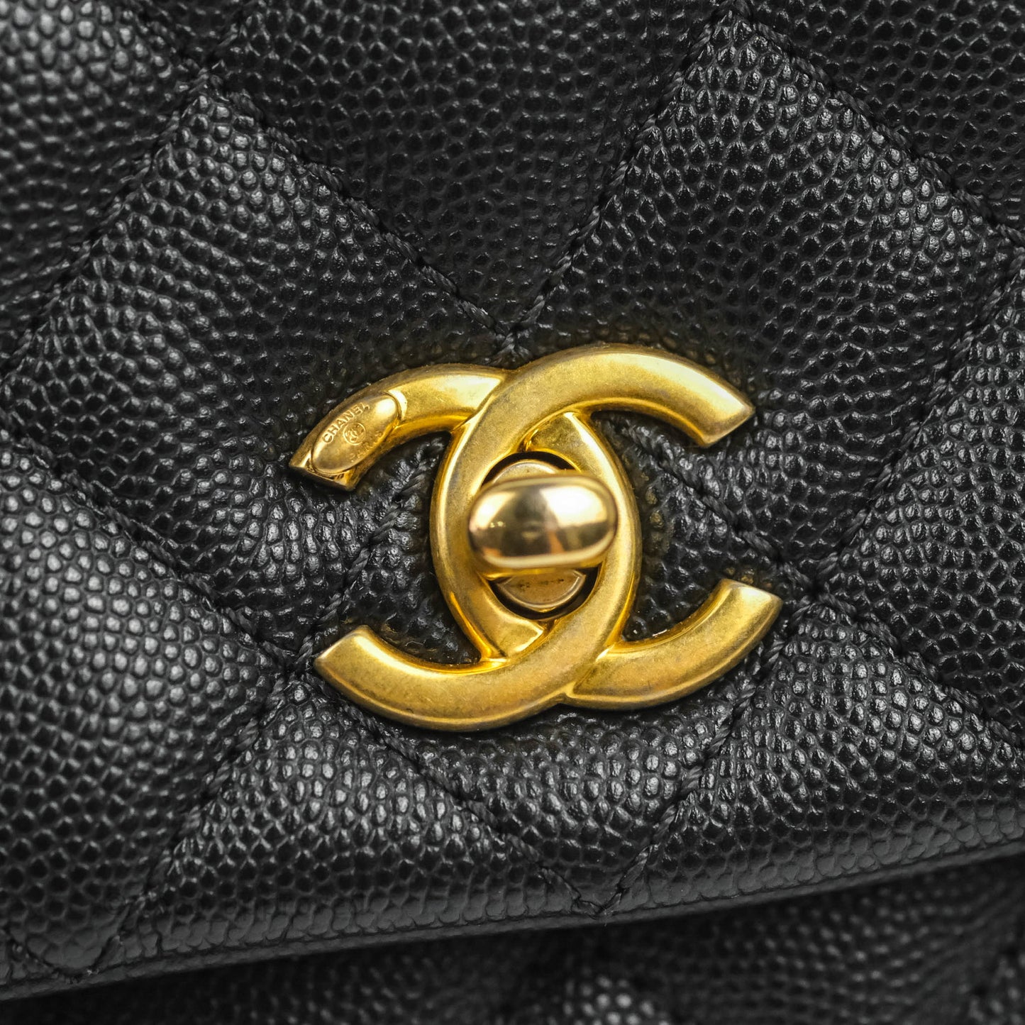 Chanel Small Coco Handle Black Caviar Aged Gold Hardware