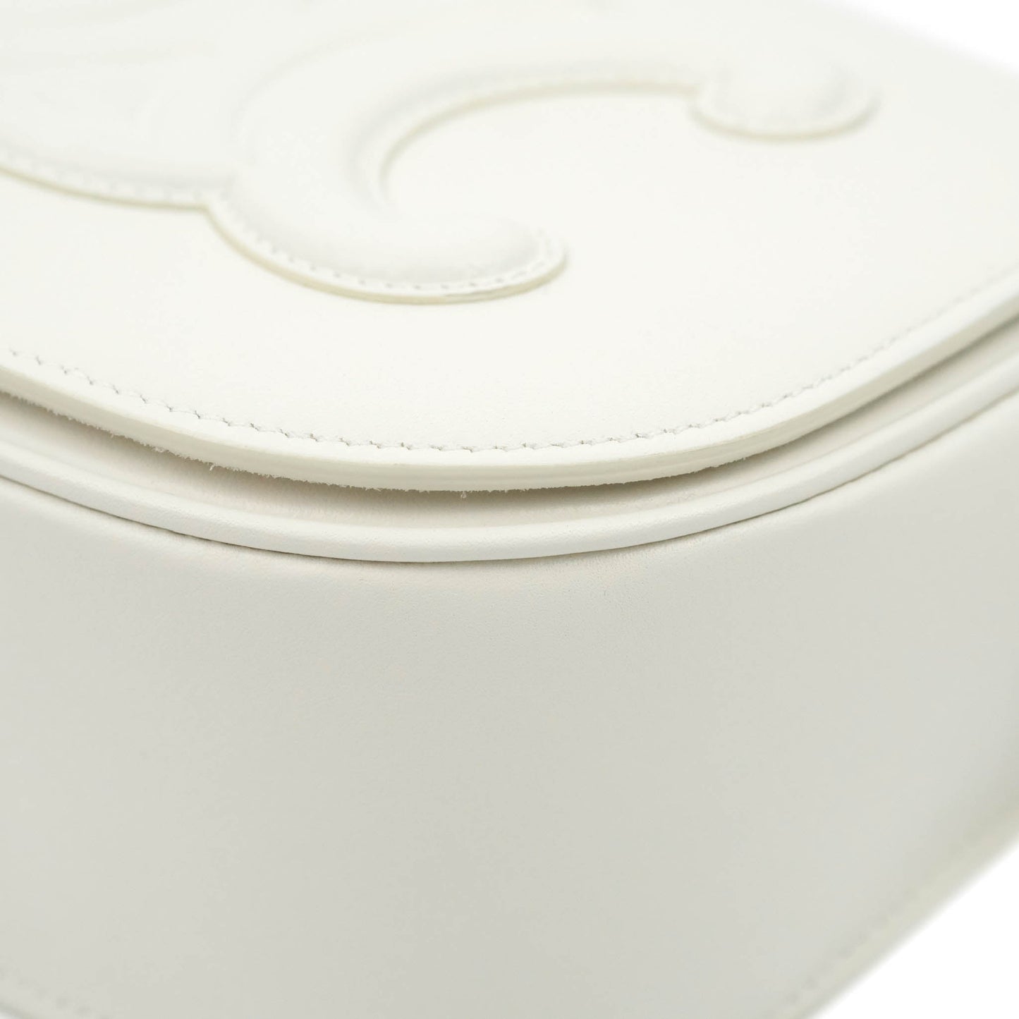 Celine Folco Cuir Triomphe White Smooth Calfskin