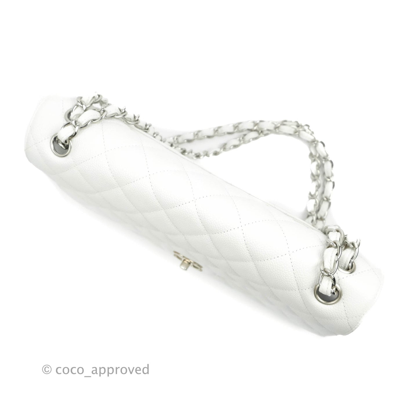 Chanel Jumbo Double Flap White Caviar Silver Hardware⁣⁣