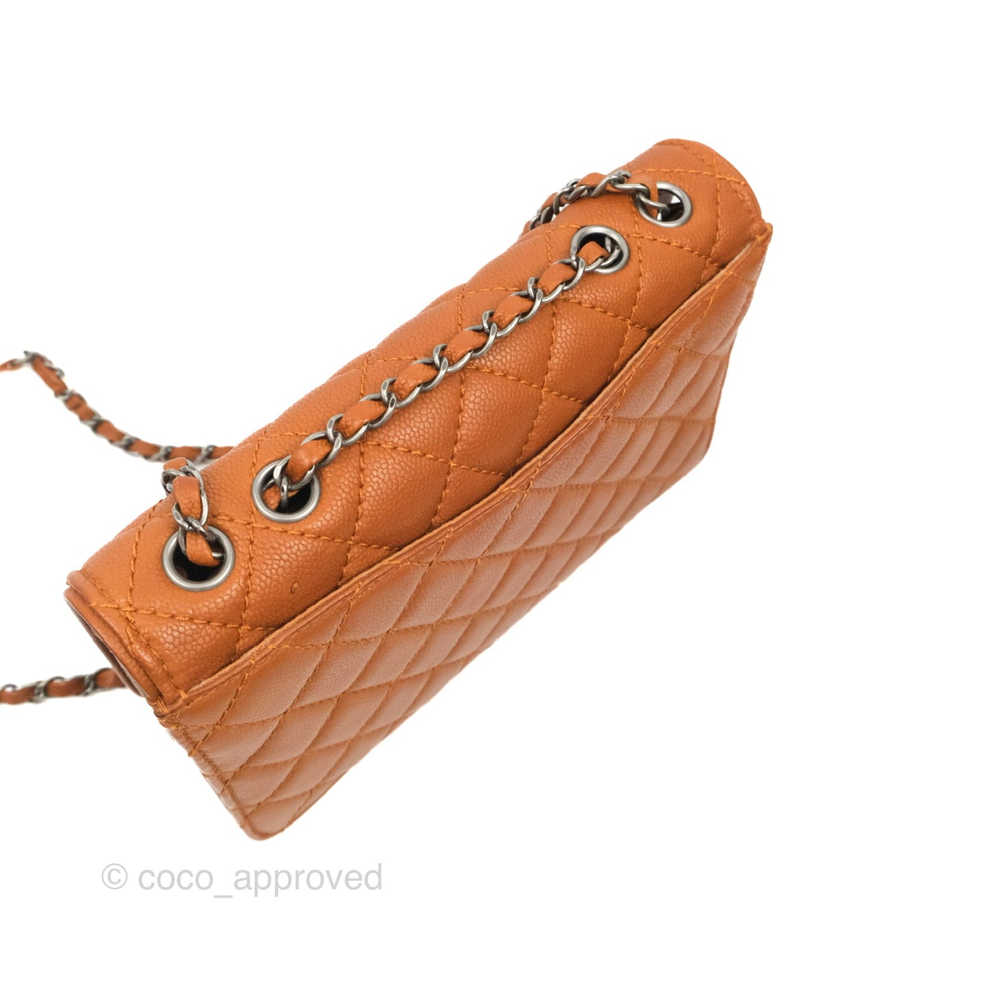 Chanel Flap Bag Quilted Caramel Brown Caviar Ruthenium Hardware