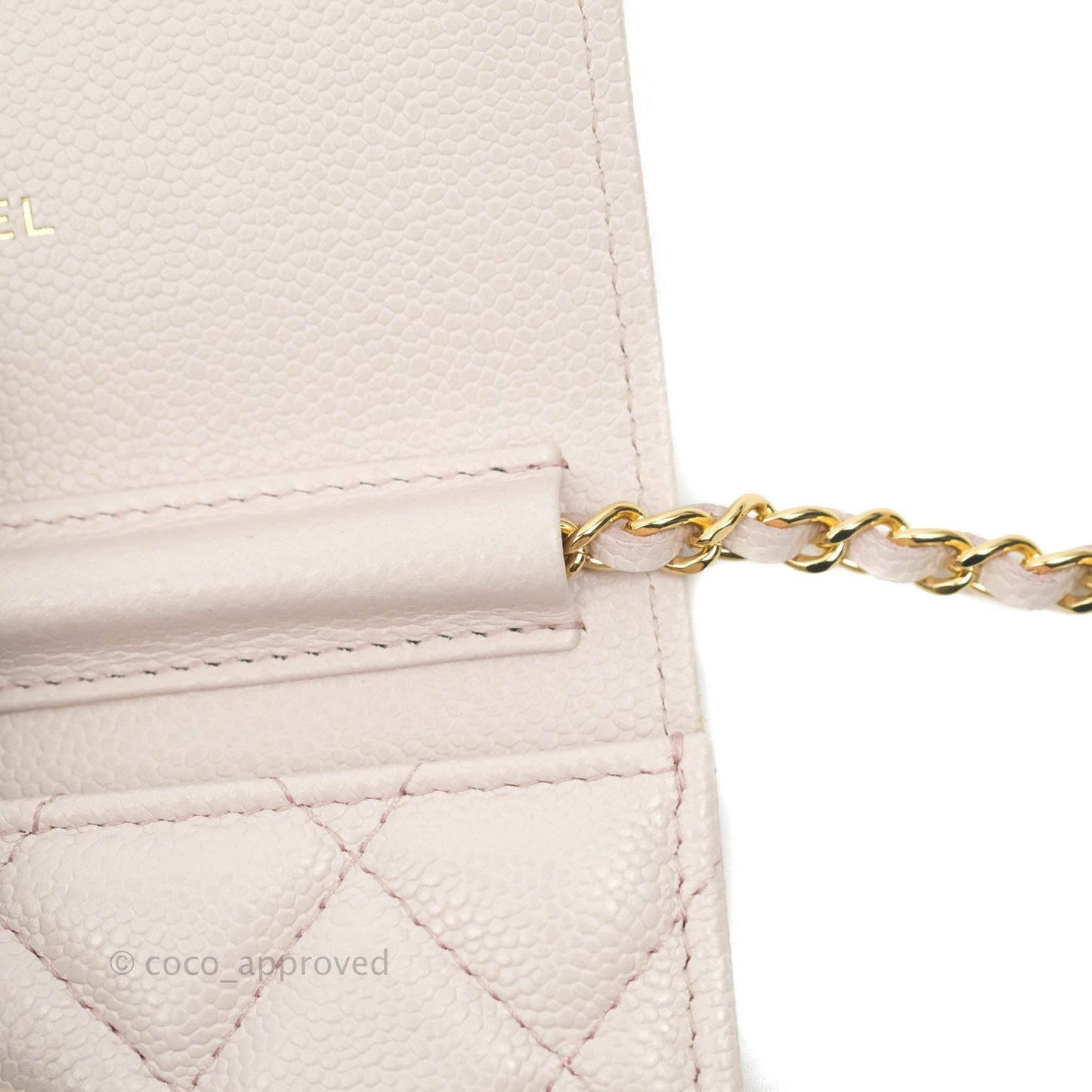 Chanel Miss Coco Clutch With Chain Quilted Lilac Pink Caviar Gold Hardware