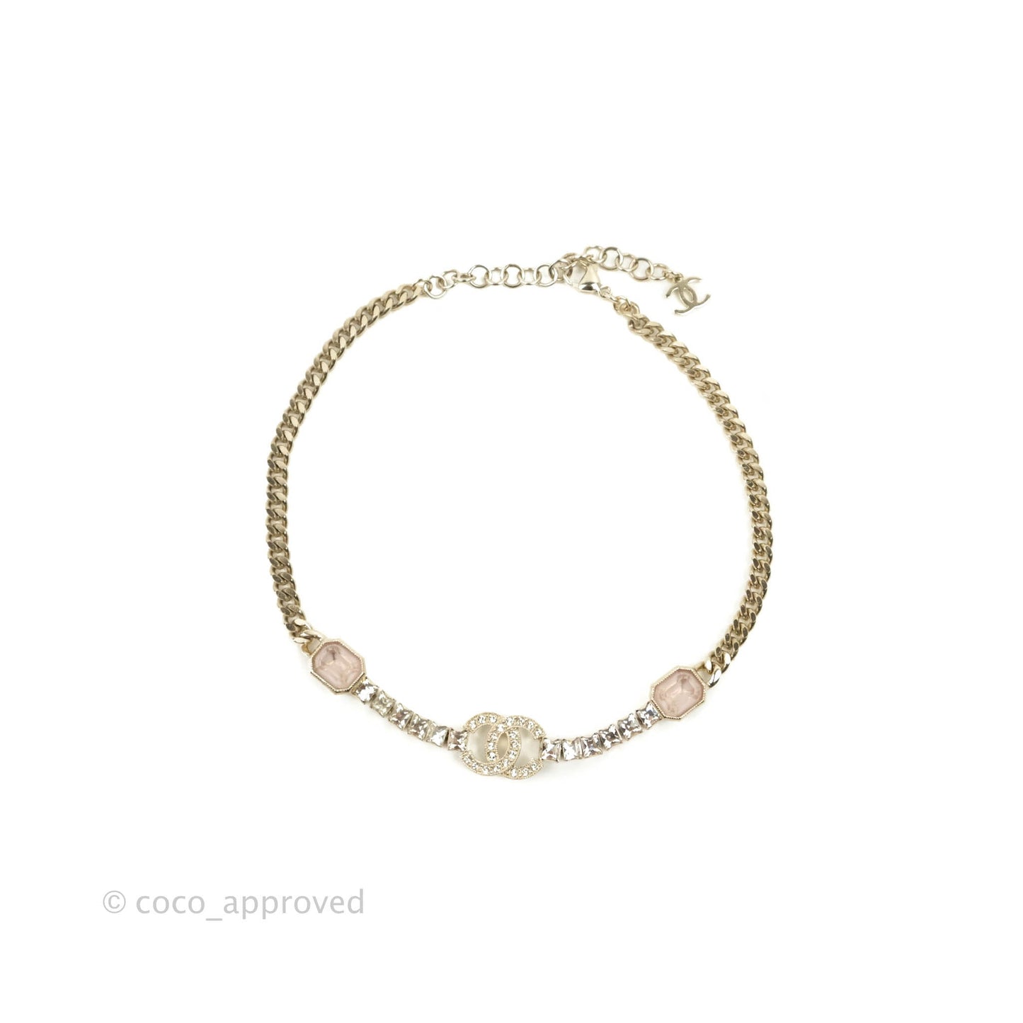 Chanel Crystal CC Gold Chain Choker 22B