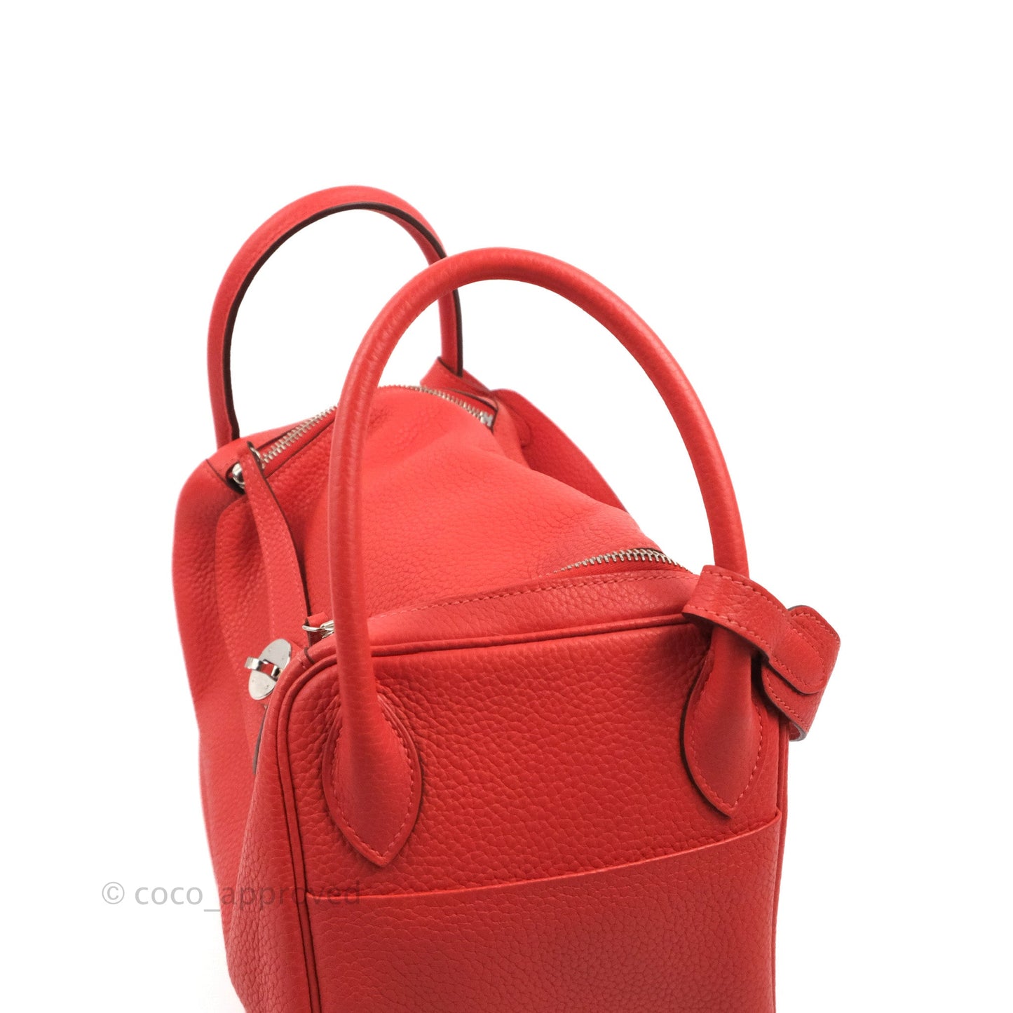 Hermès Lindy 30 Red Clemence Palladium Hardware