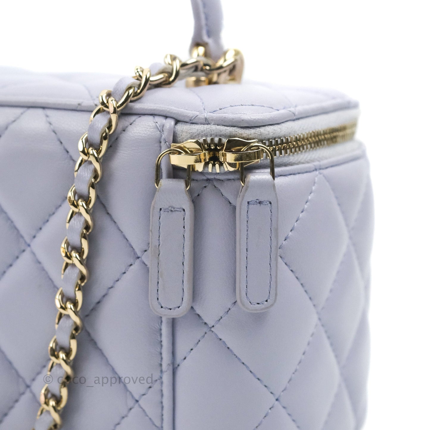 Chanel Vanity Rectangular Top Handle Lilac Lambskin Gold Hardware