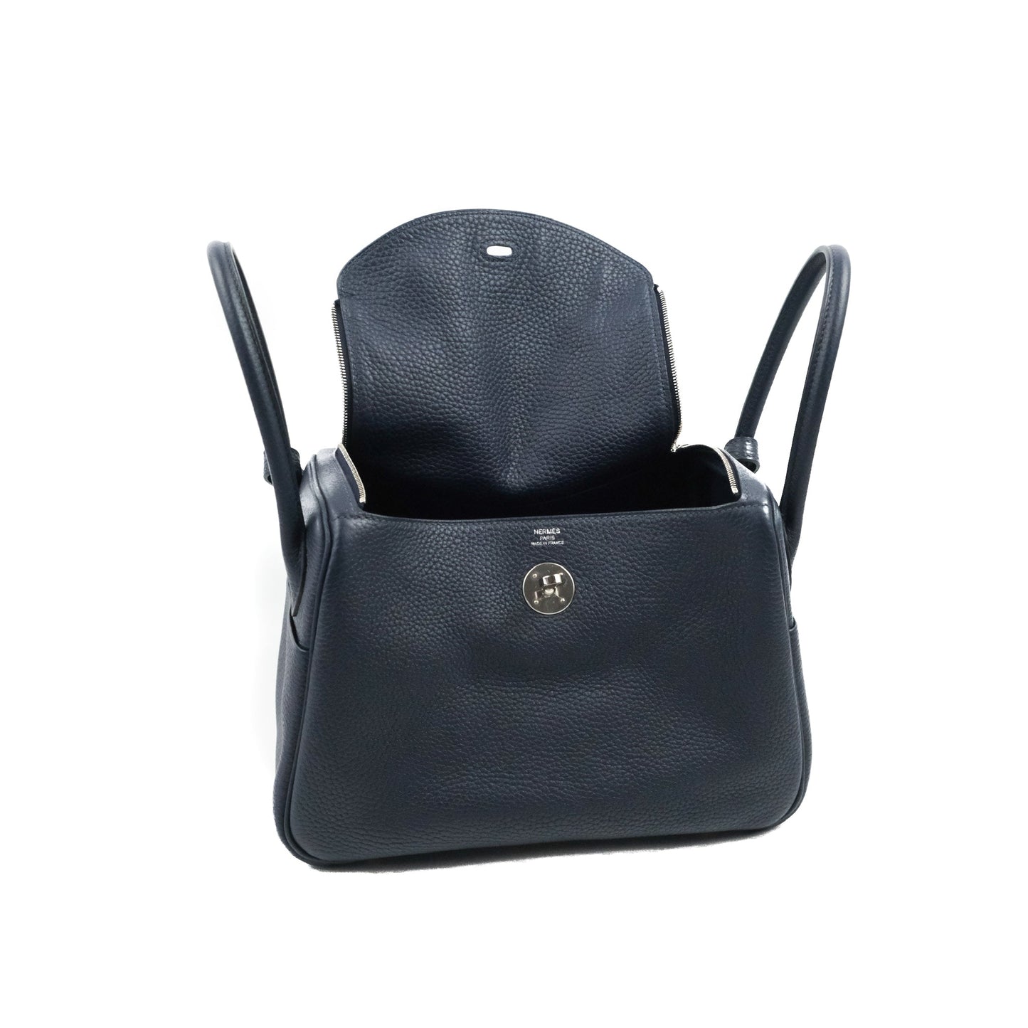 Hermès Lindy 26 Bleu Nuit Clemence Silver Hardware
