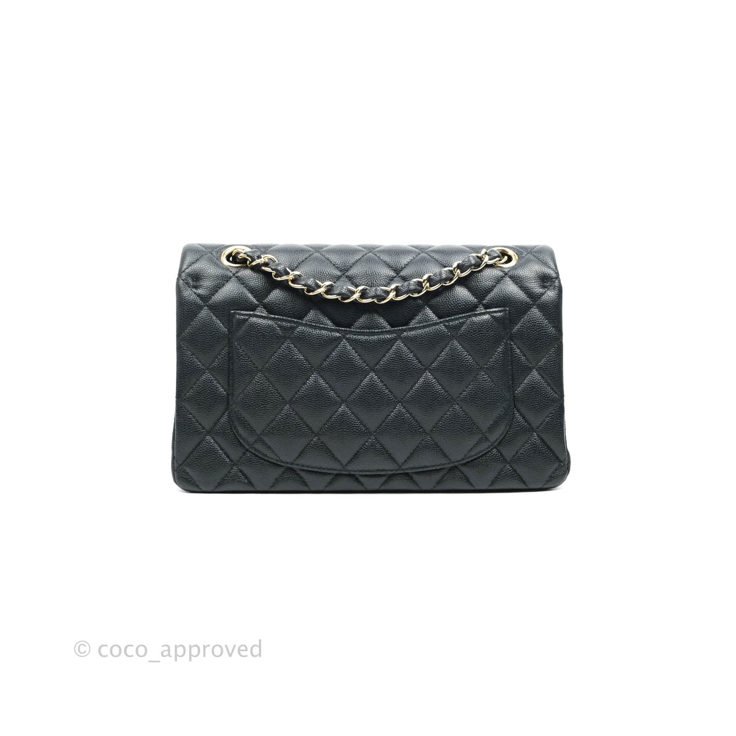 Chanel Small Classic Quilted Flap Very Dark Navy Caviar Gold Hardware