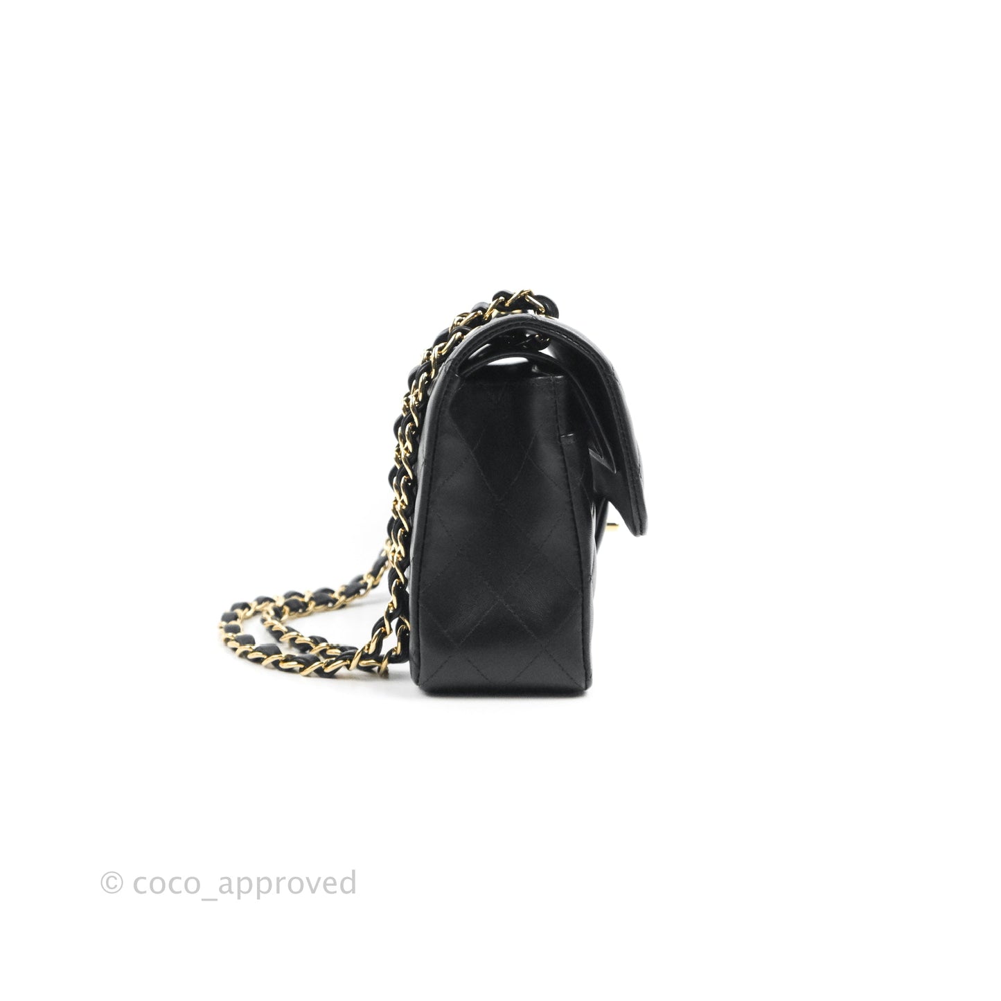 Chanel Small Classic Quilted Flap Black Lambskin Gold Hardware