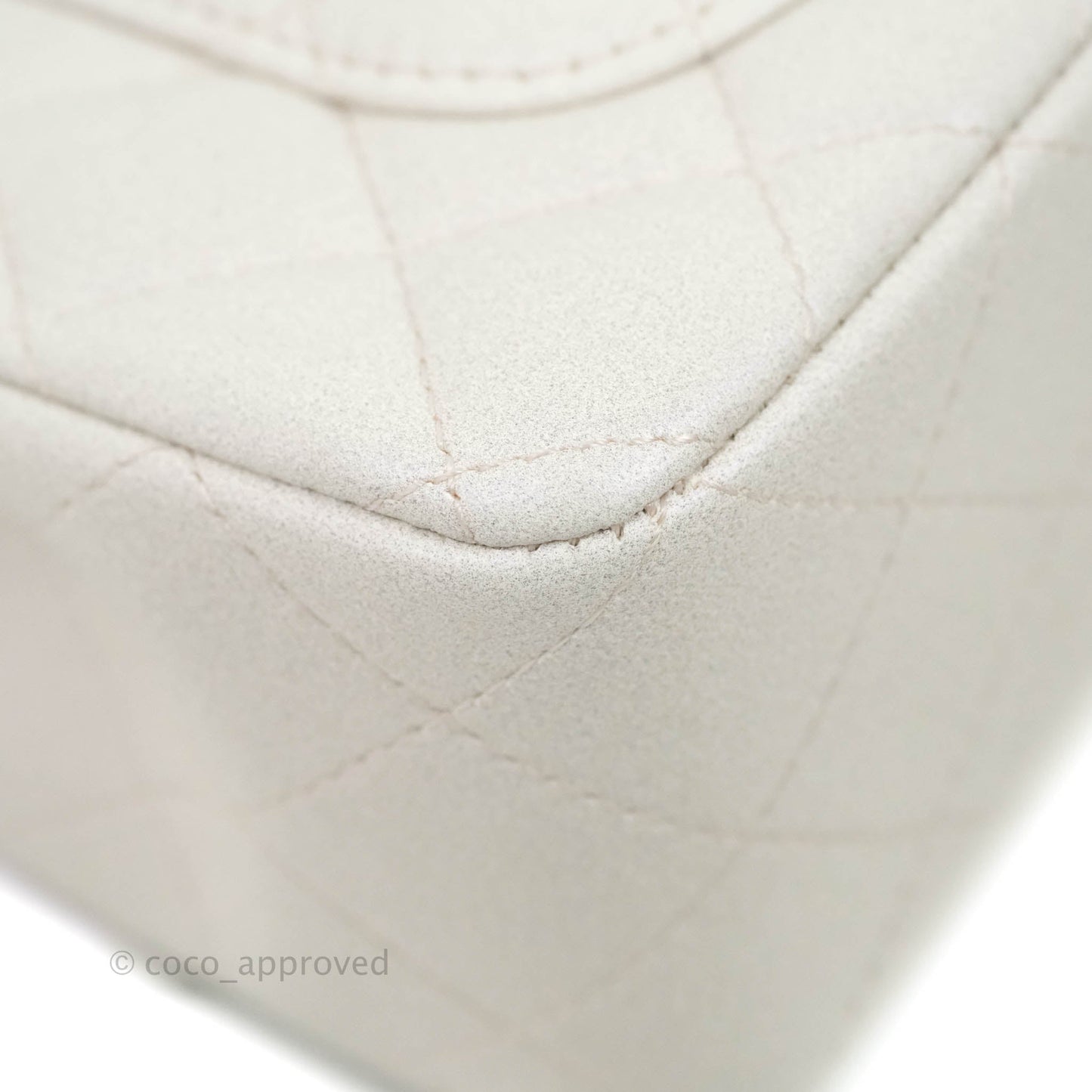 Chanel Top Handle Mini Rectangular Flap Bag Iridescent White Lambskin Gold Hardware