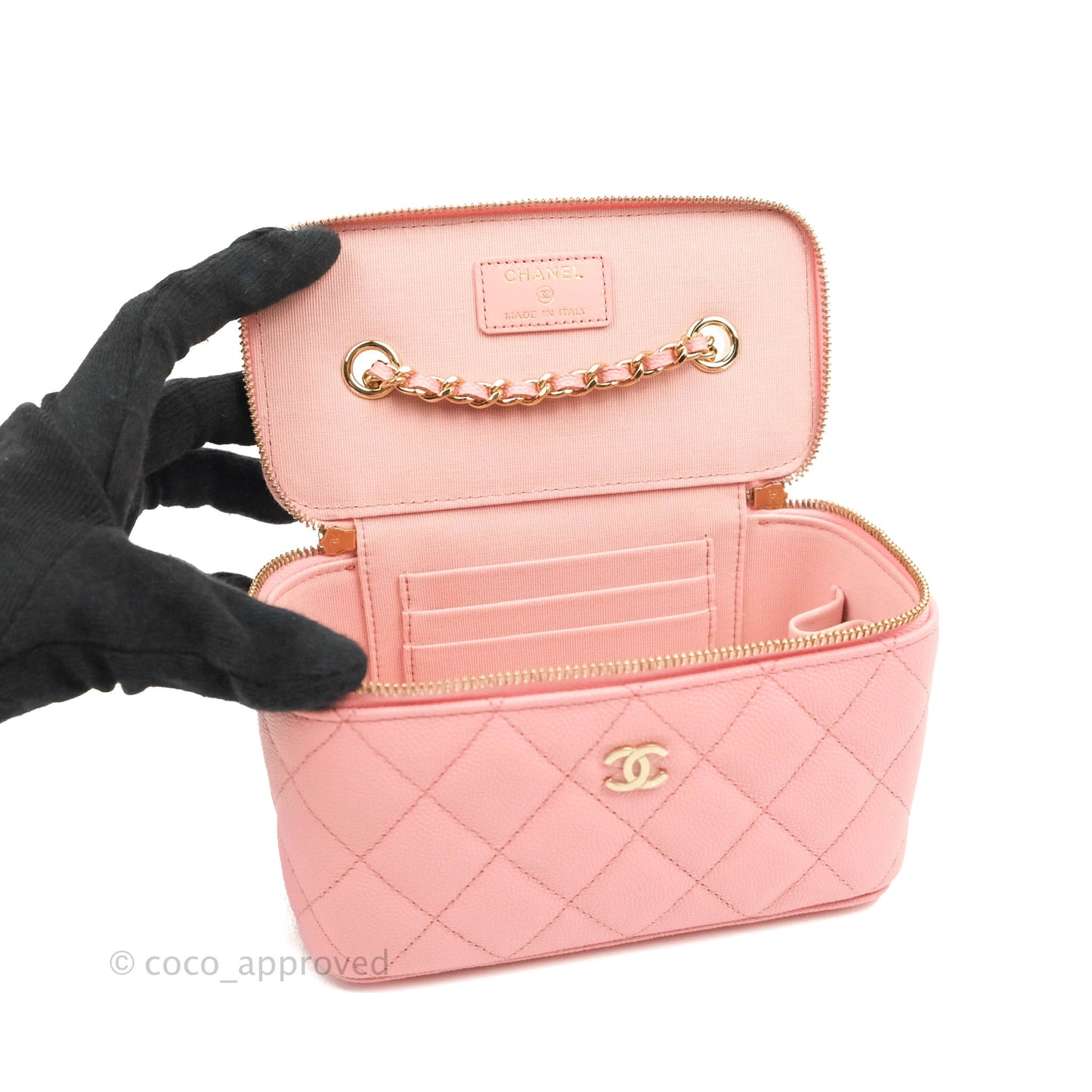 Chanel Classic Vanity with Chain Pink Caviar Gold Hardware