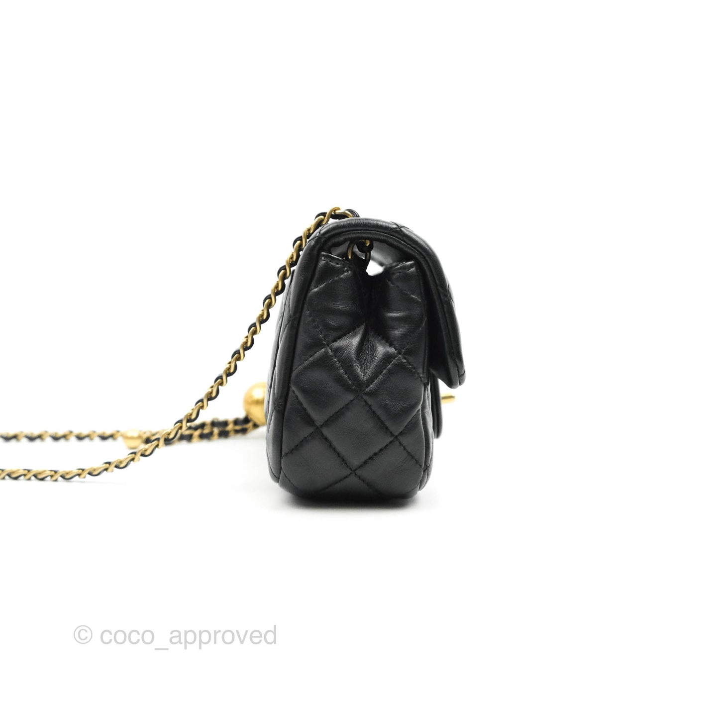Chanel Quilted Mini Rectangular Pearl Crush Black Lambskin Gold Hardware
