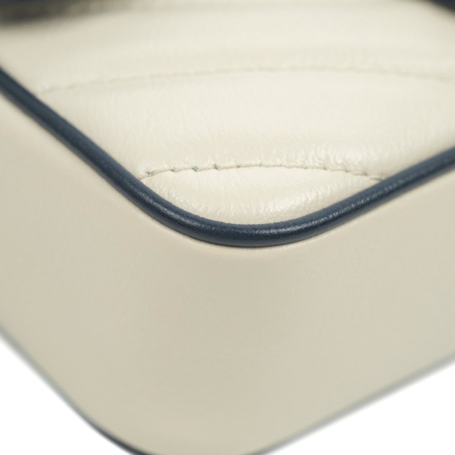 Gucci GG Marmont Matelassé Leather Super Mini Bag Navy White