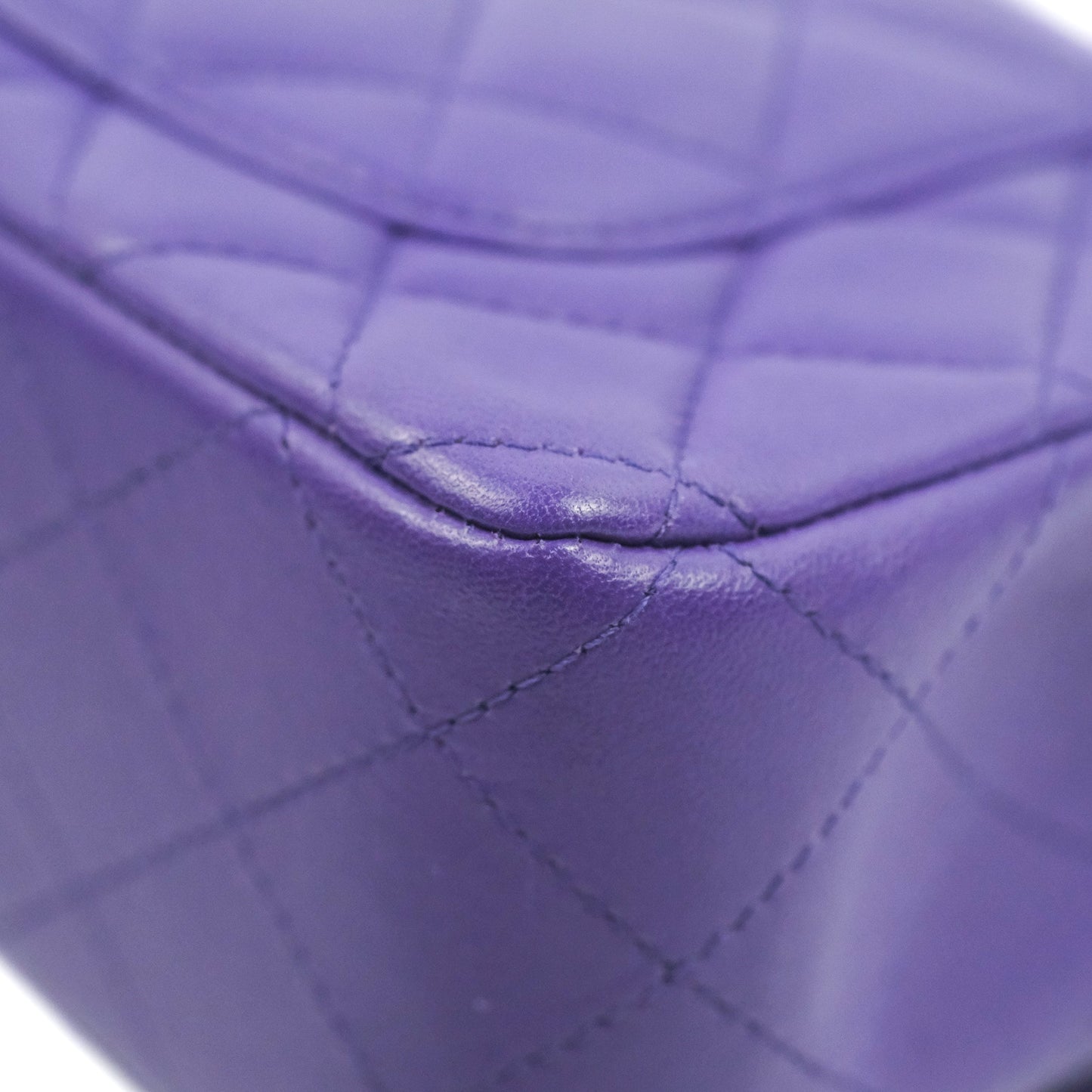 Chanel Quilted Mini Rectangular Flap Purple Lambskin Silver Hardware