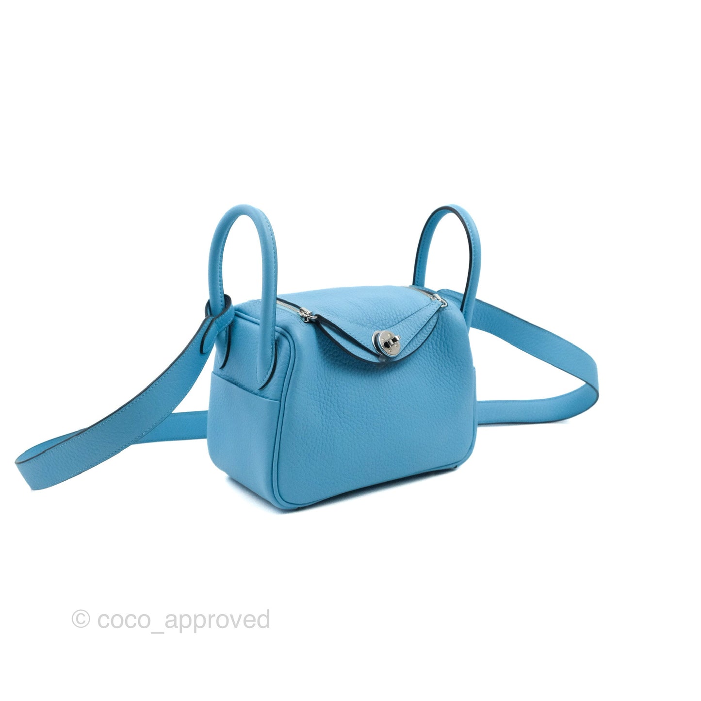 Hermès Mini Lindy 20 Bleu De Nord Clemence Palladium Hardware