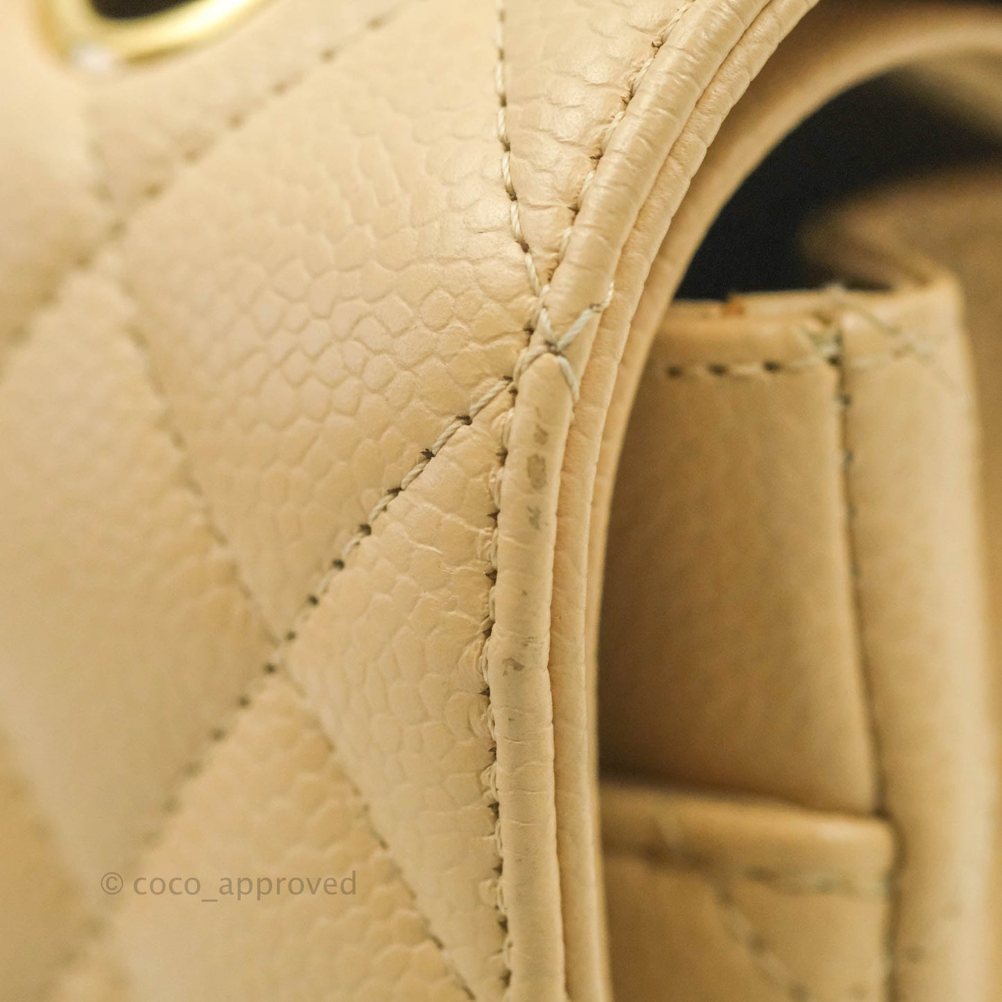 Chanel Classic M/L Medium Flap Quilted Beige Caviar Gold Hardware