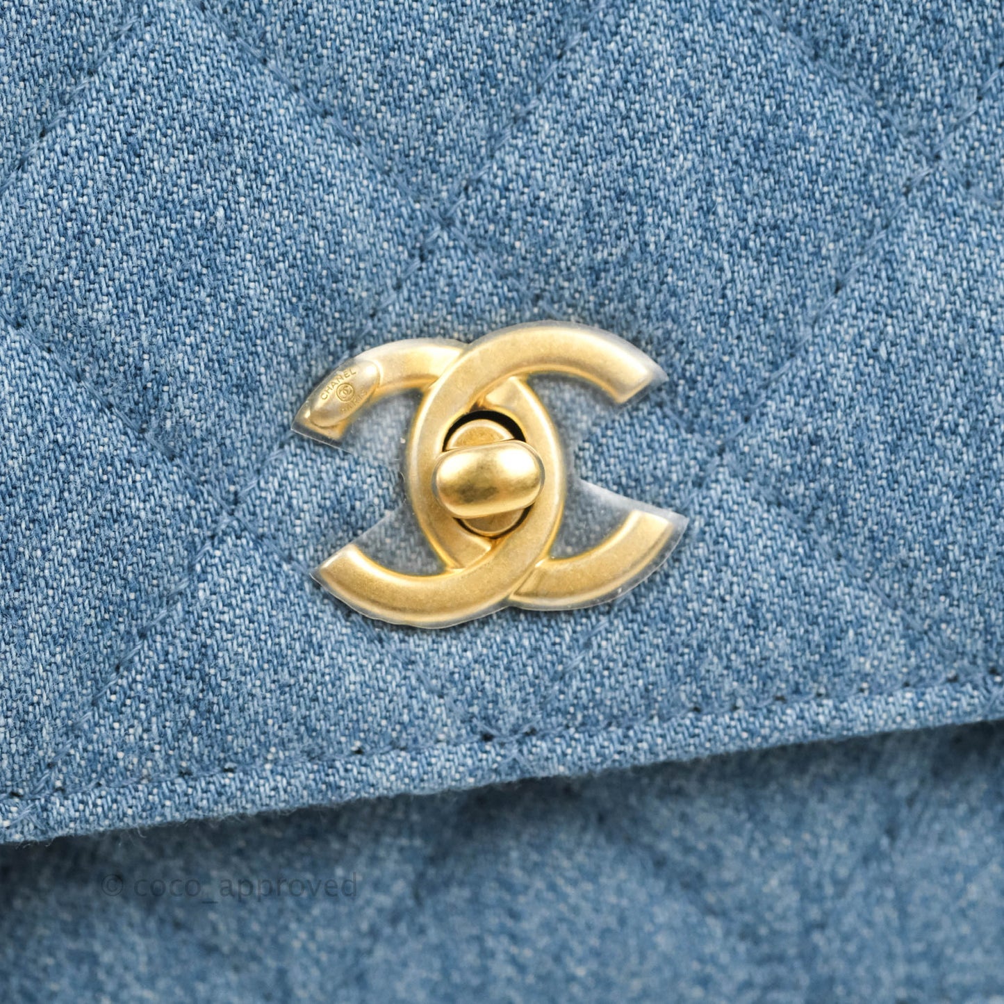 Chanel Quilted Pearl Crush Wallet on Chain WOC Denim Aged Gold Hardware
