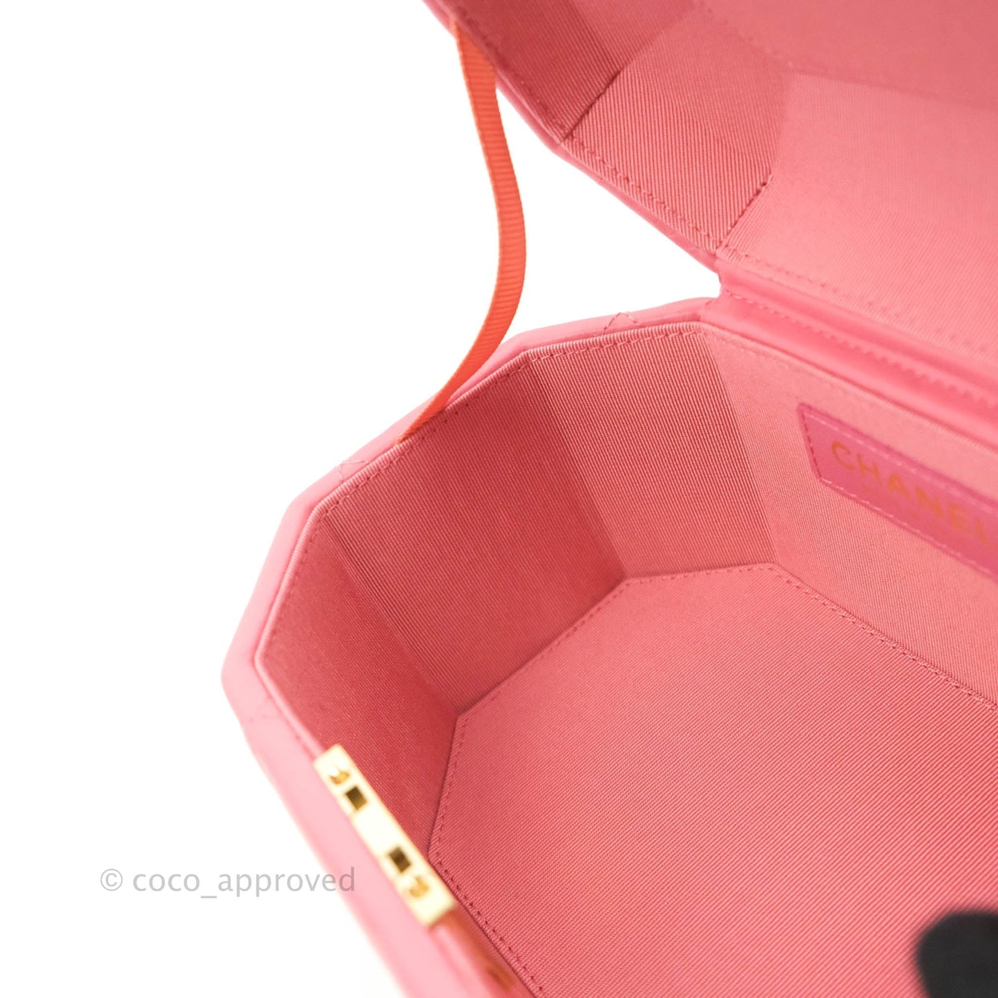 Chanel Small Hexagon Vanity Case Pink Lambskin Gold Hardware
