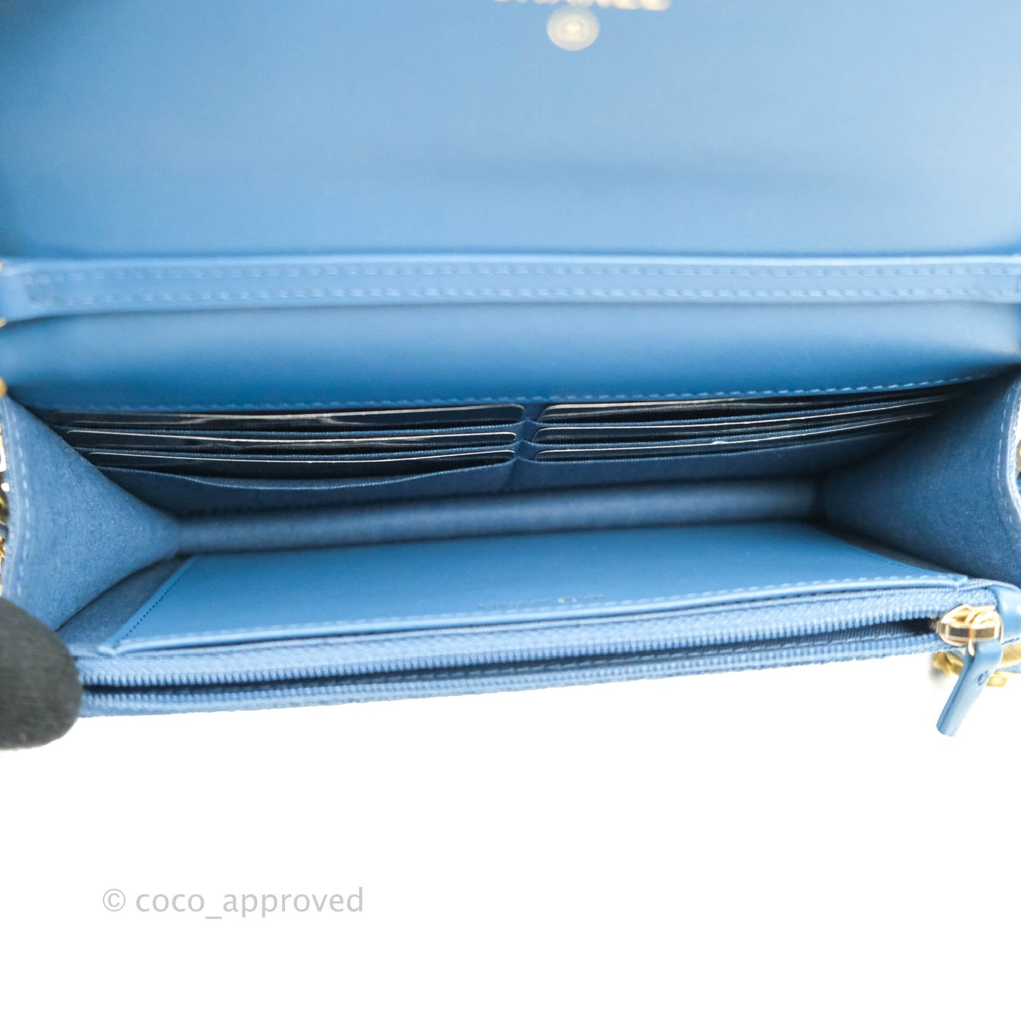 Chanel Quilted Pearl Crush Wallet on Chain WOC Denim Aged Gold Hardware