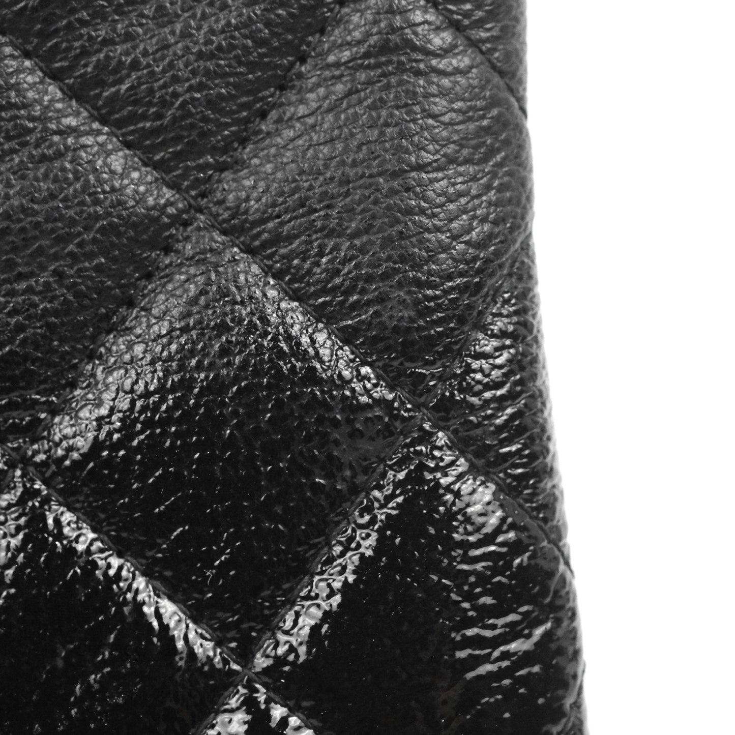 Chanel Gabrielle O Case Quilted Black Patent Goatskin