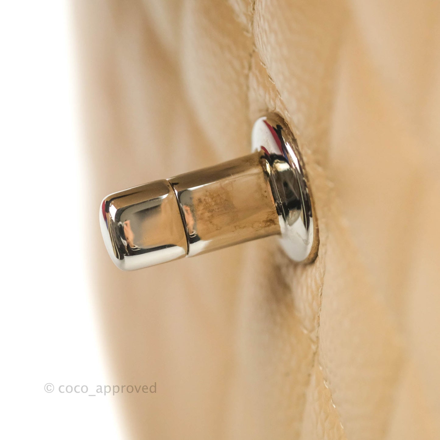 Chanel Classic M/L Medium Flap Quilted Beige Caviar Silver Hardware
