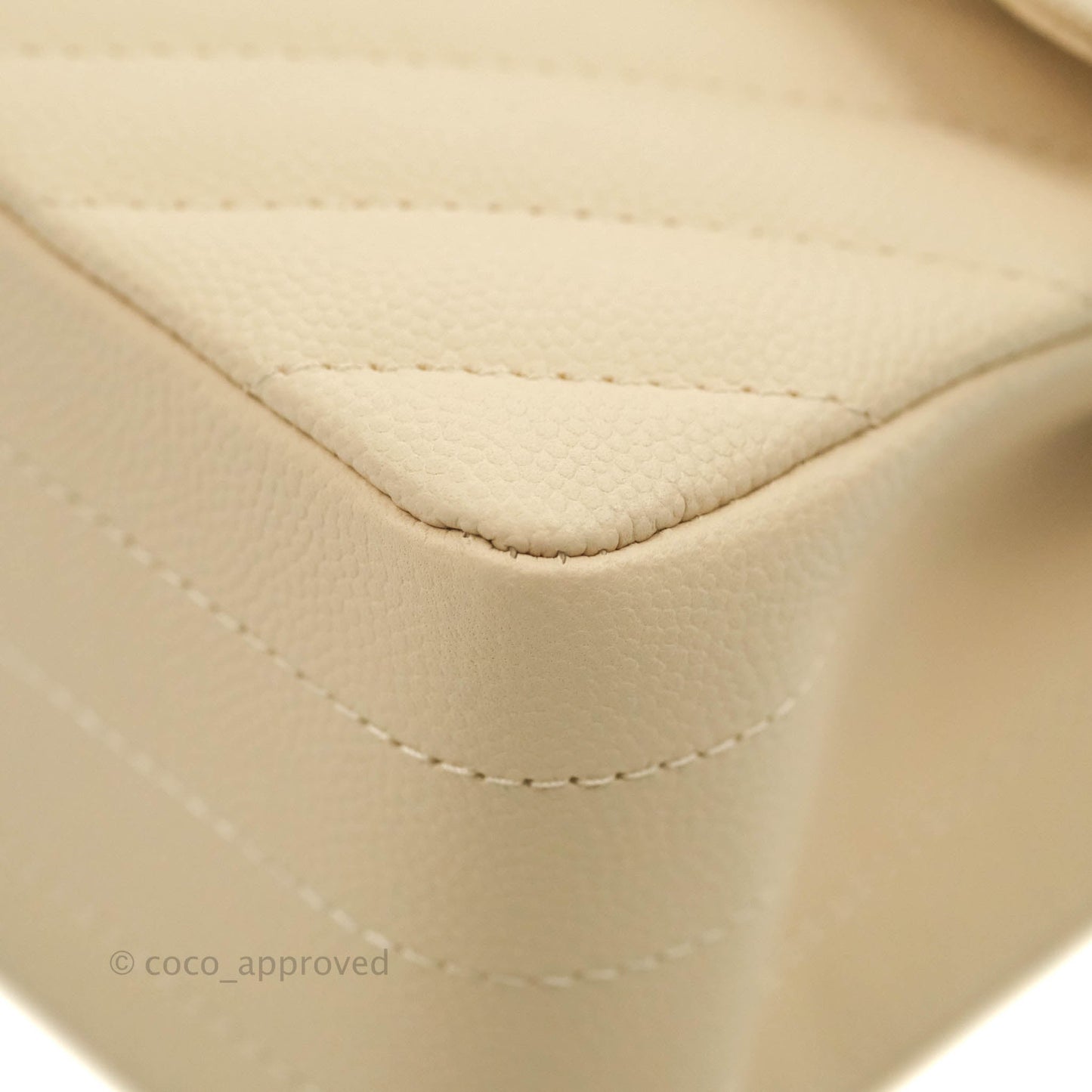 Chanel S/M Small Chevron Classic Flap Beige Caviar Gold Hardware 21S