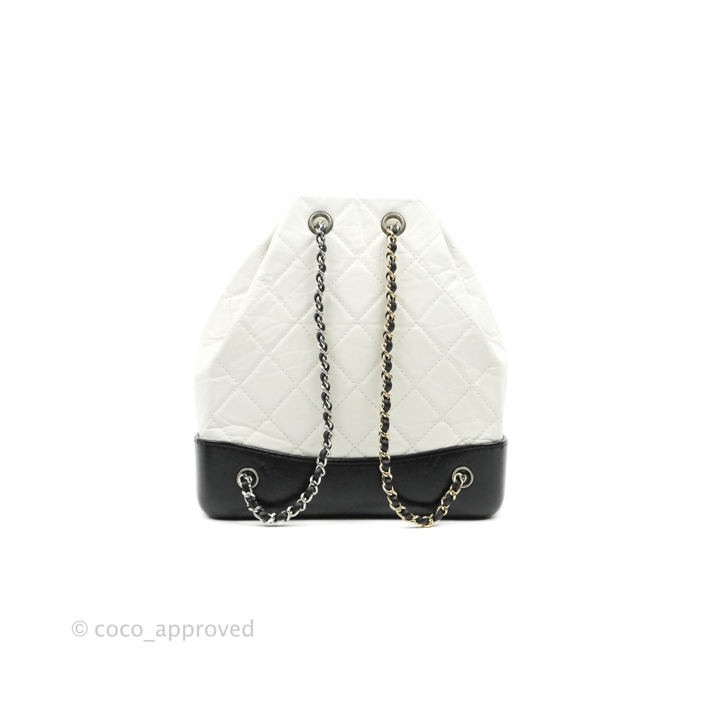 Chanel Small Gabrielle Backpack White Black Aged Calfskin